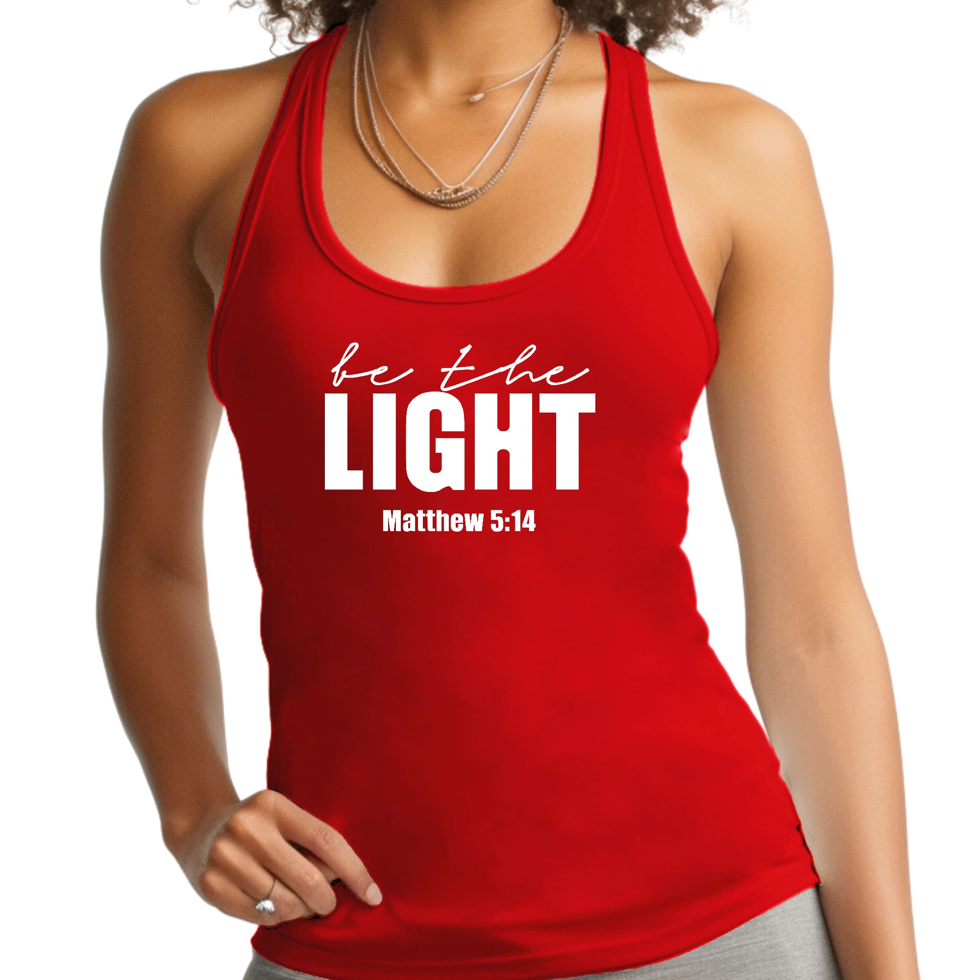 Womens Fitness Tank Top Graphic T-shirt be the Light Inspirational