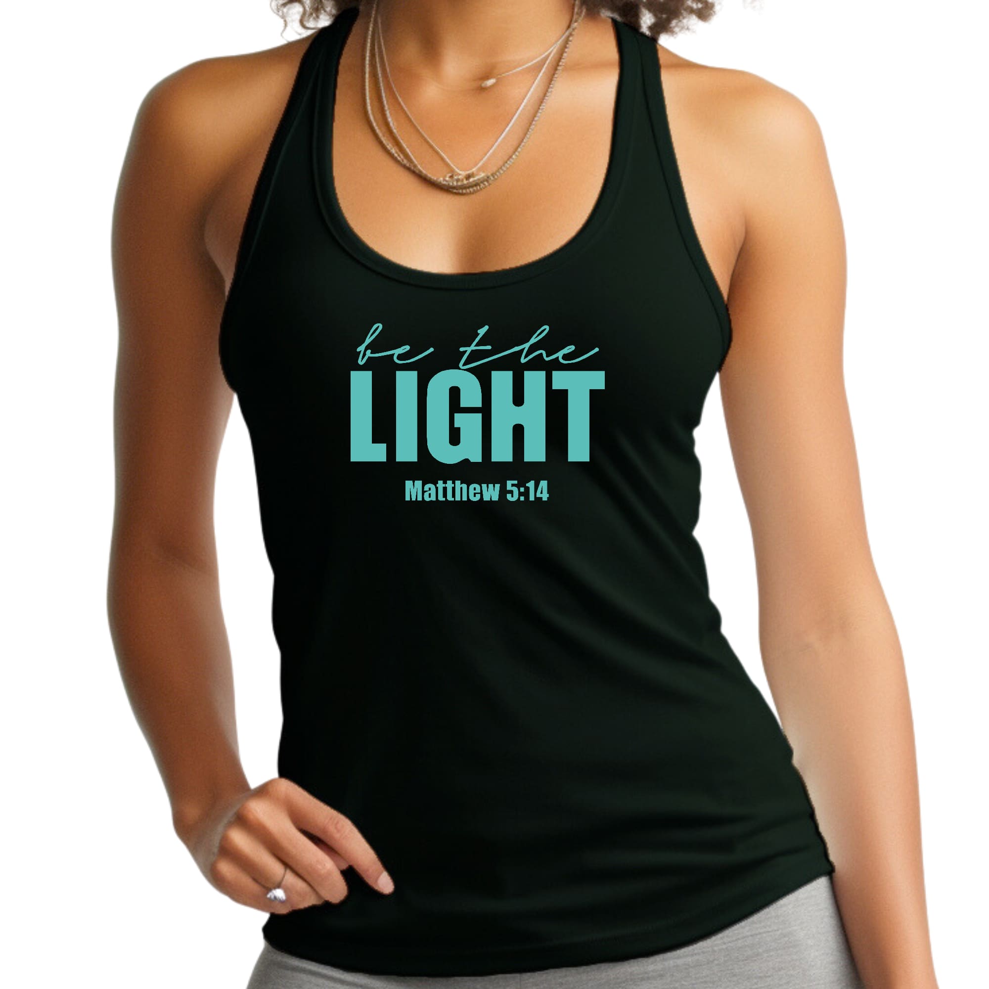 Womens Fitness Tank Top Graphic T-shirt - be the Light Print