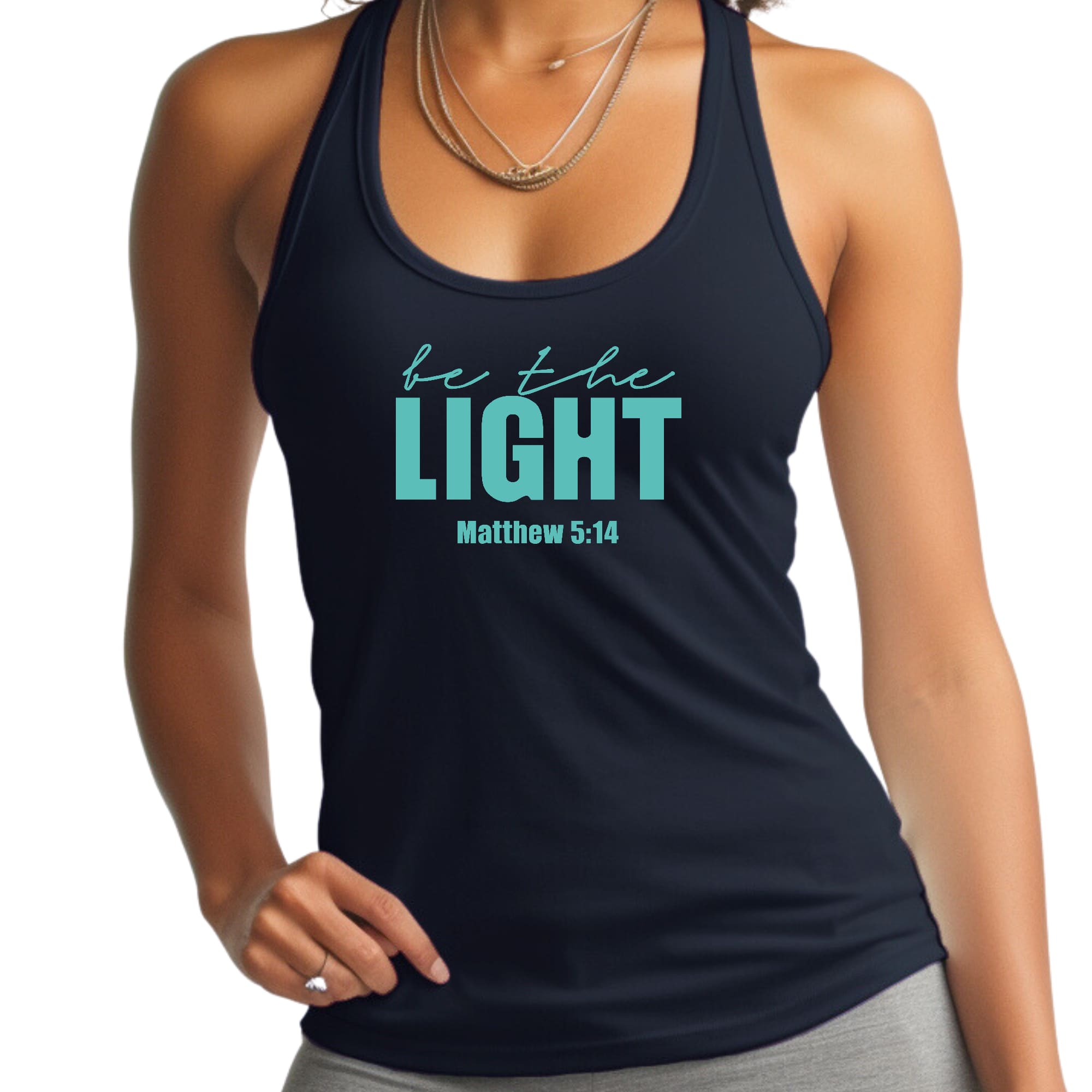 Womens Fitness Tank Top Graphic T-shirt - be the Light Print