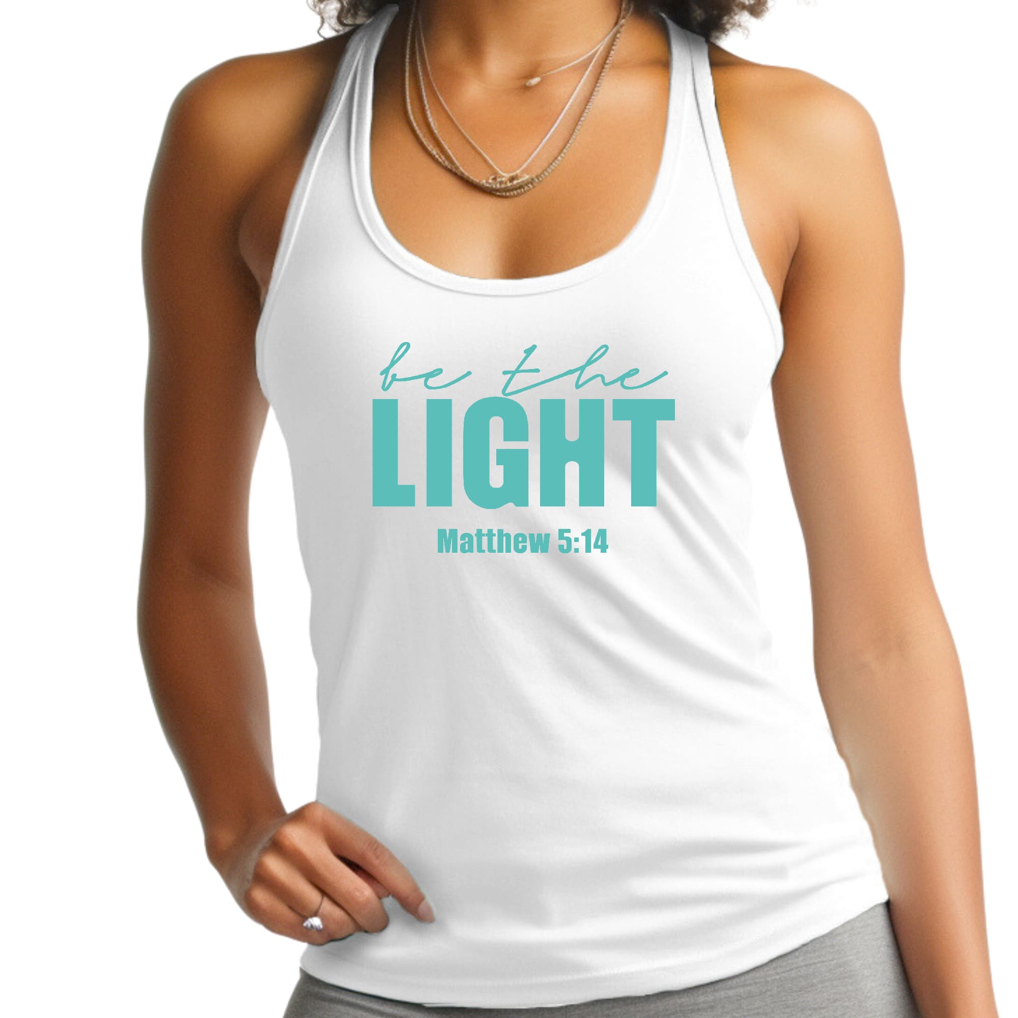 Womens Fitness Tank Top Graphic T-shirt - be the Light Print