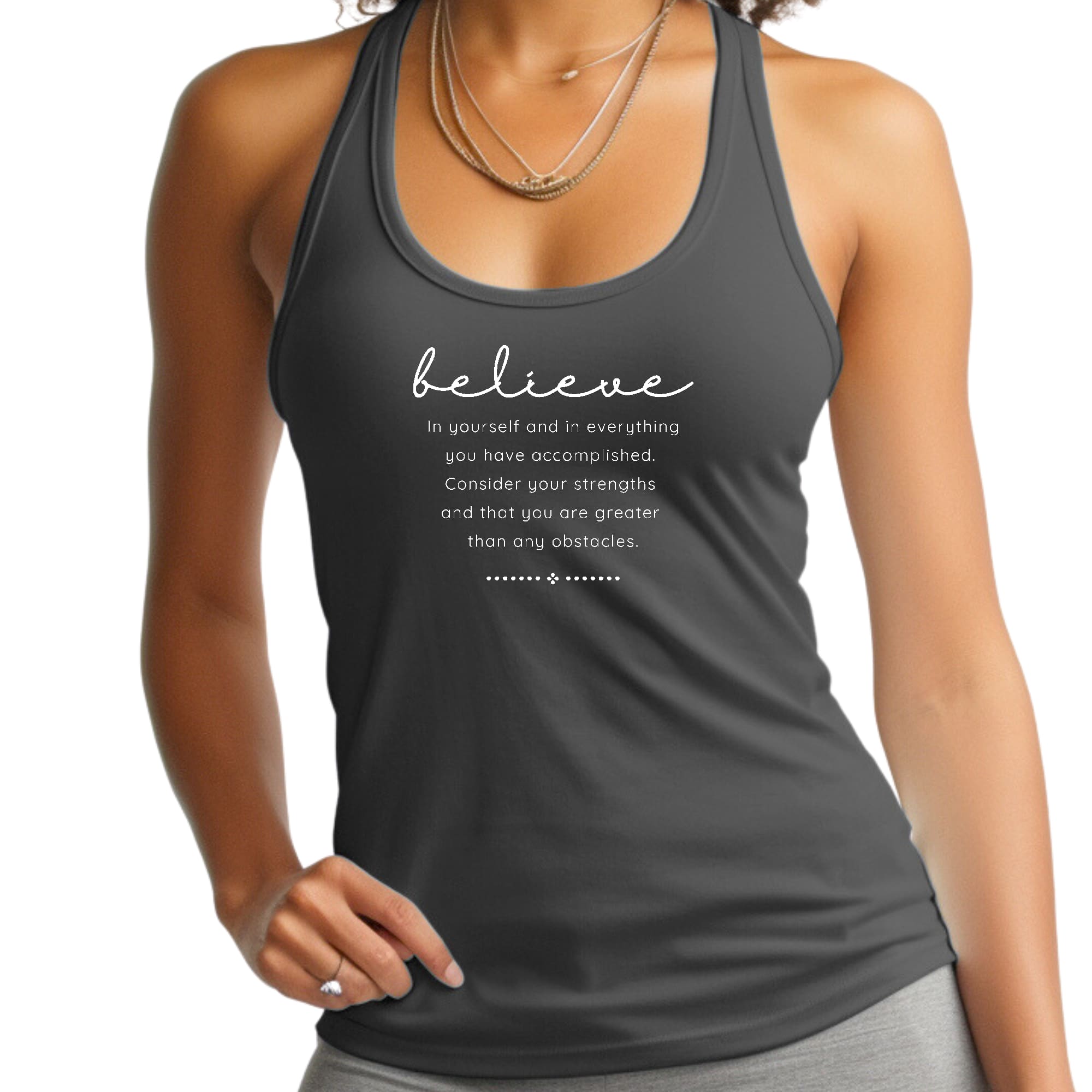 Womens Fitness Tank Top Graphic T-shirt Believe in Yourself