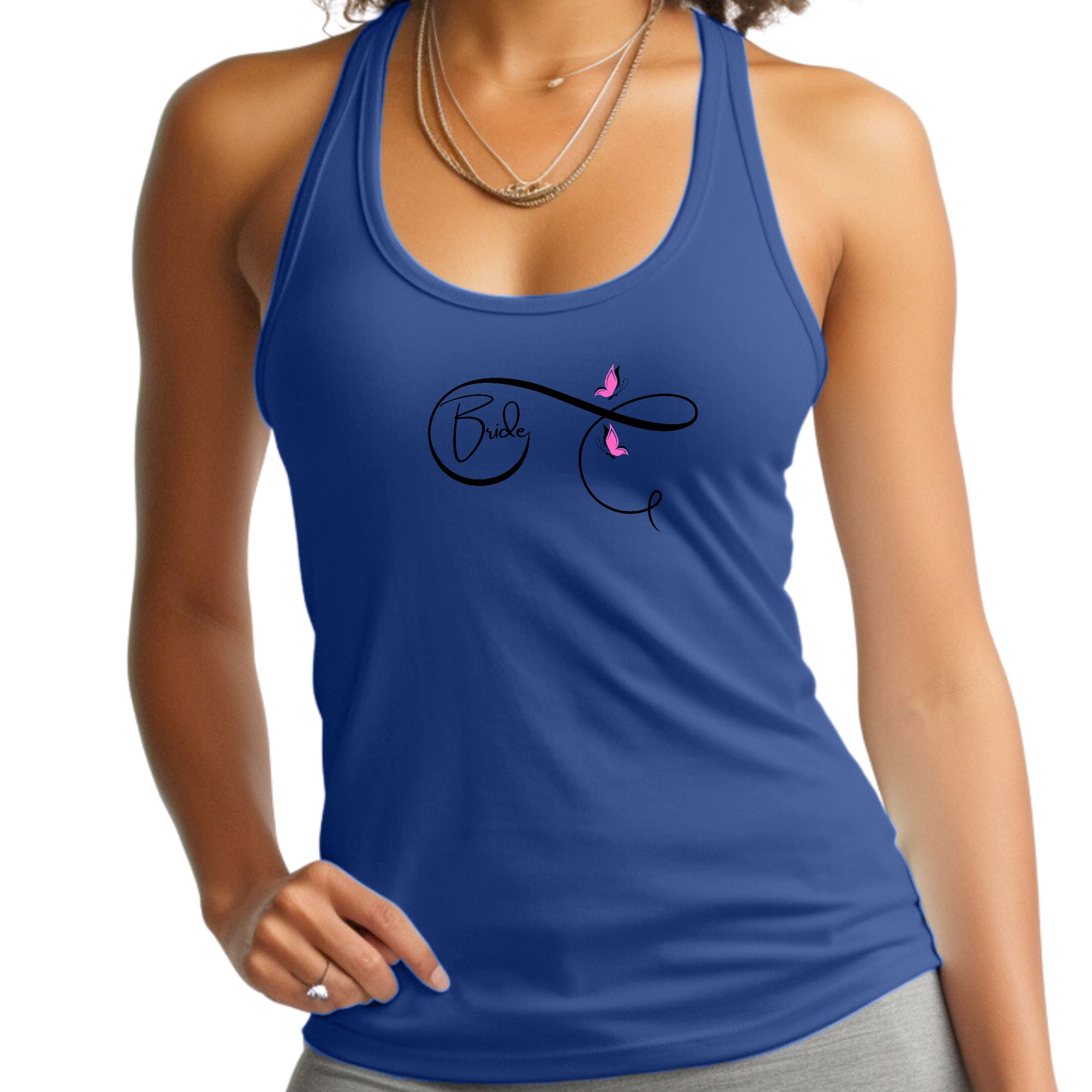 Womens Fitness Tank Top Graphic T-shirt - Bride - Wedding Bridal Pink