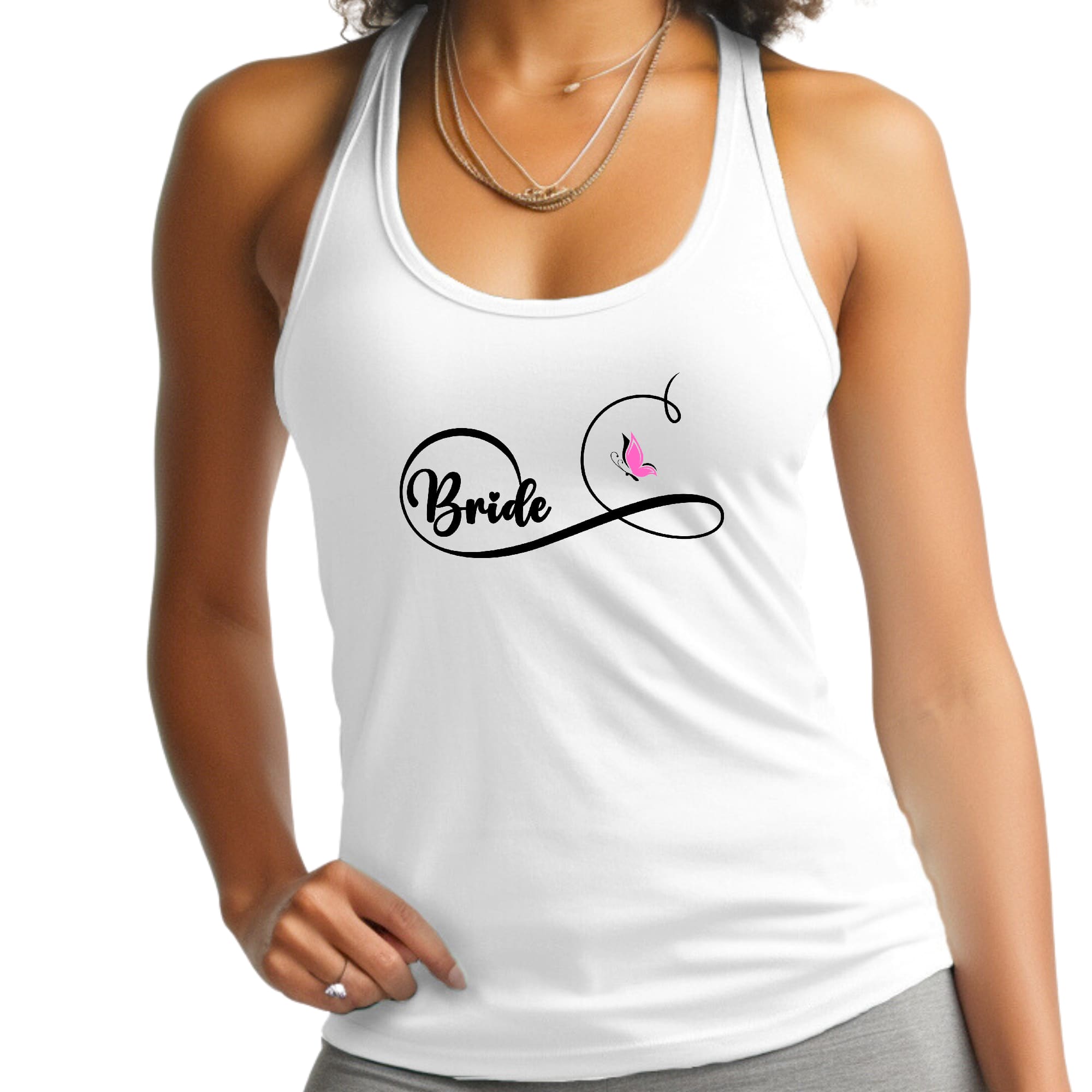 Womens Fitness Tank Top Graphic T-shirt - Bride - Wedding Bridal