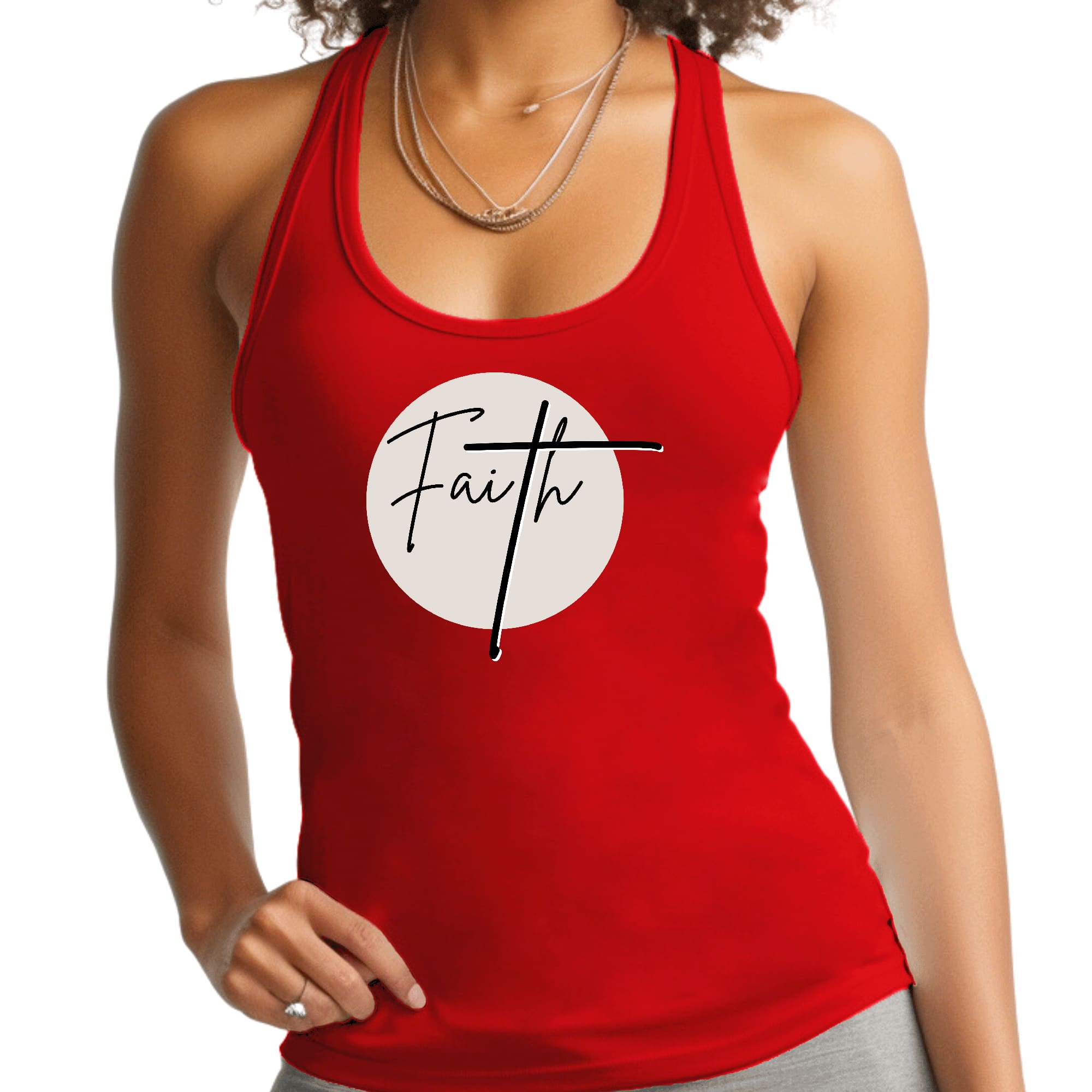 Womens Fitness Tank Top Graphic T-shirt - Faith - Christian