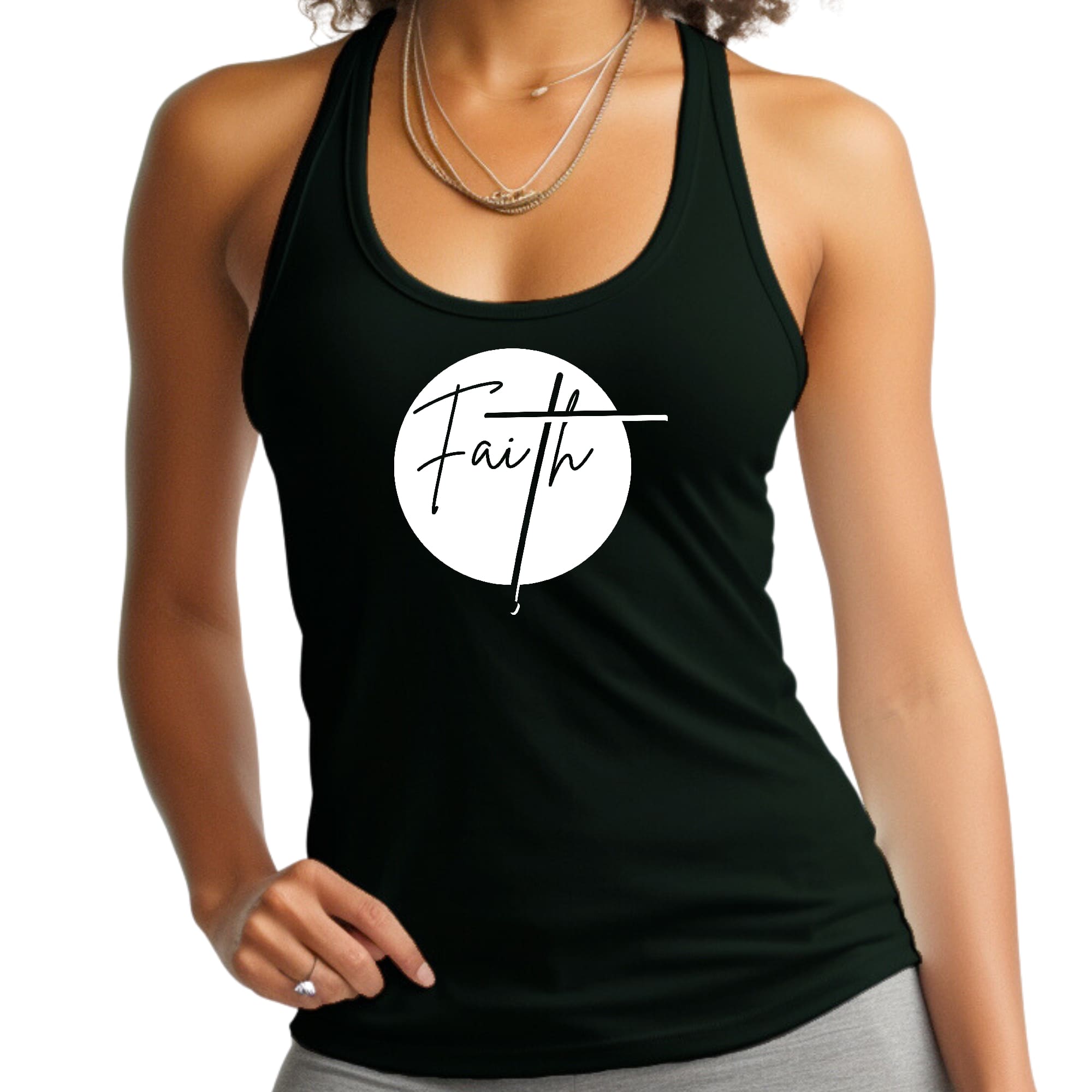 Womens Fitness Tank Top Graphic T-shirt Faith