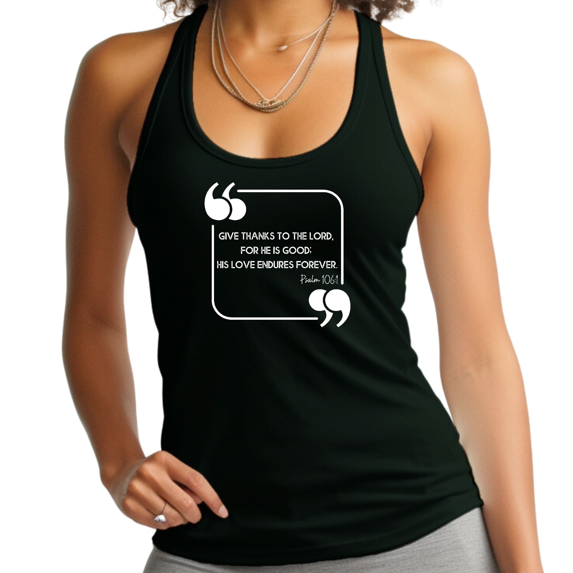 Womens Fitness Tank Top Graphic T-shirt Give Thanks to the Lord