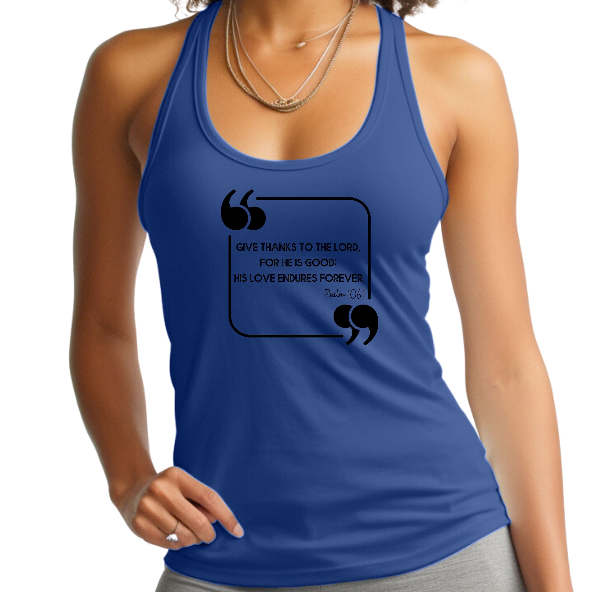 Womens Fitness Tank Top Graphic T-shirt - Give Thanks to the Lord