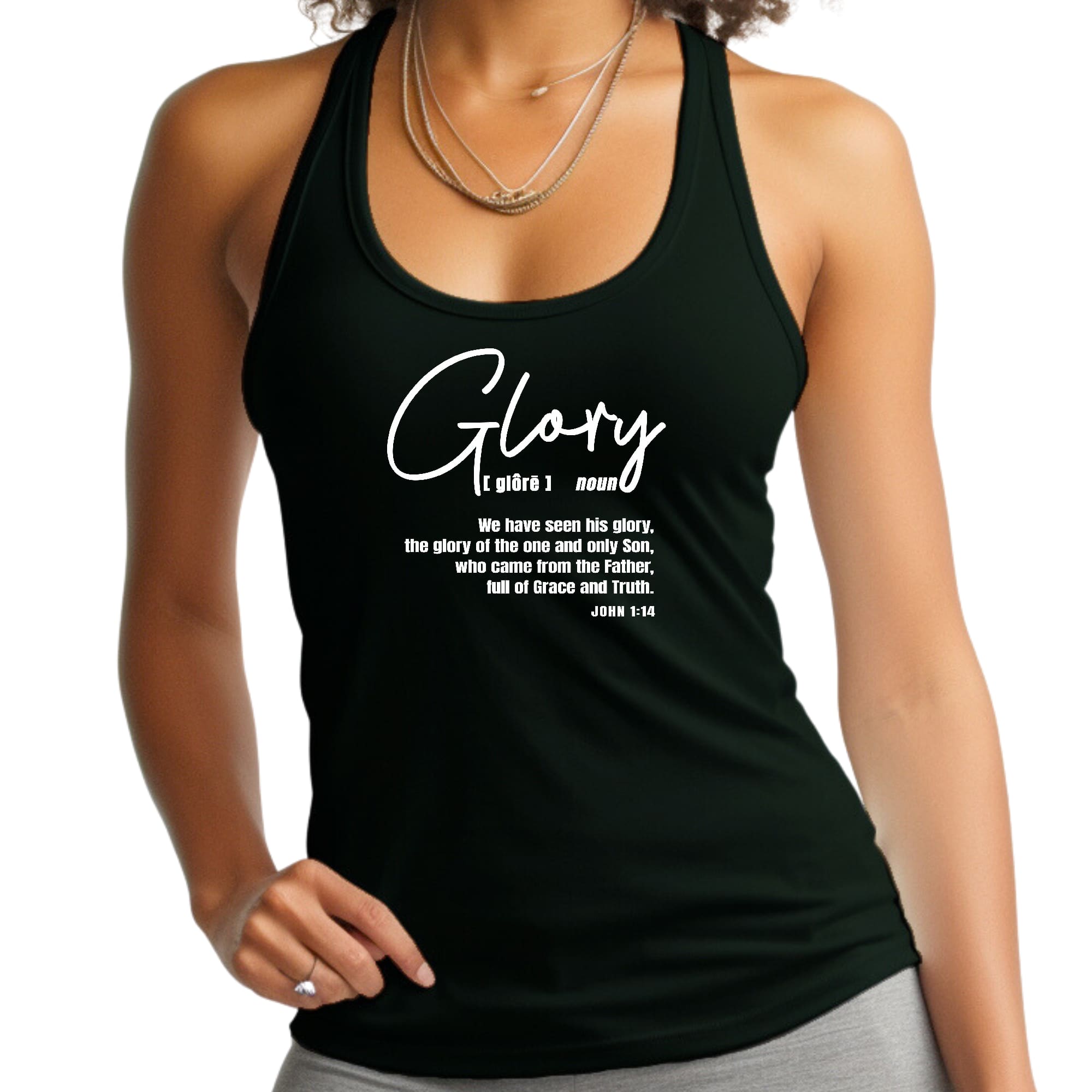 Womens Fitness Tank Top Graphic T-shirt Glory - Christian Inspiration