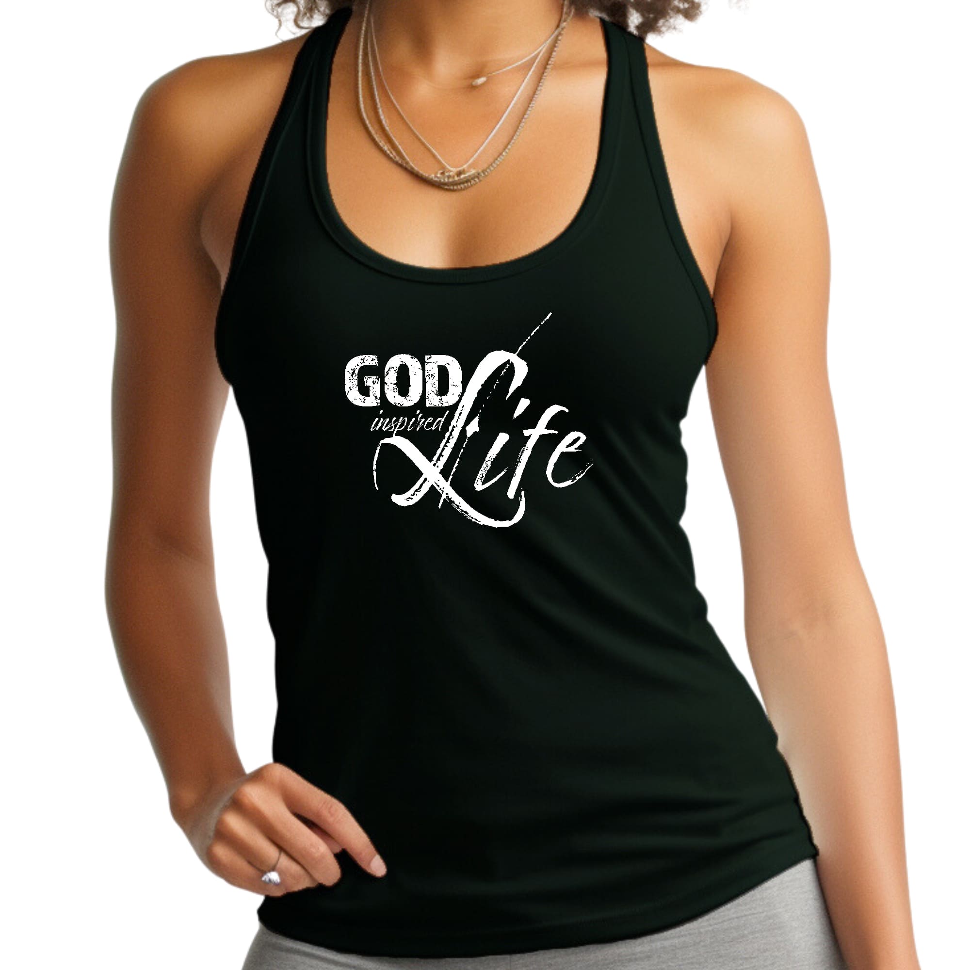 Womens Fitness Tank Top Graphic T-shirt God Inspired Life