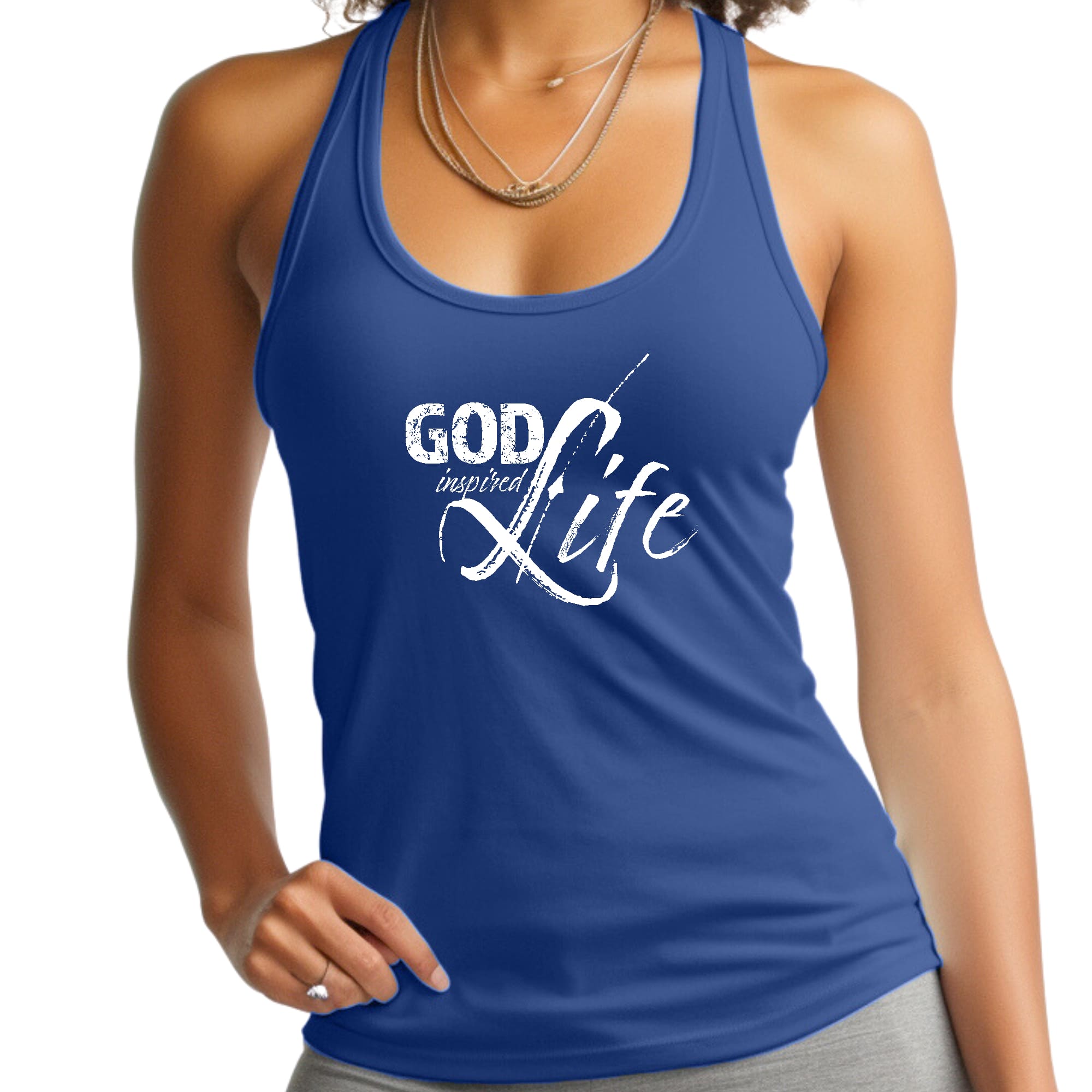 Womens Fitness Tank Top Graphic T-shirt God Inspired Life