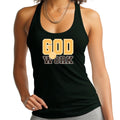 Womens Fitness Tank Top Graphic T-shirt - God @ Work Golden Yellow
