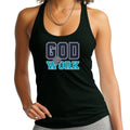 Womens Fitness Tank Top Graphic T-shirt - God @ Work Navy Blue