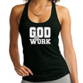 Womens Fitness Tank Top Graphic T-shirt - God @ Work Print