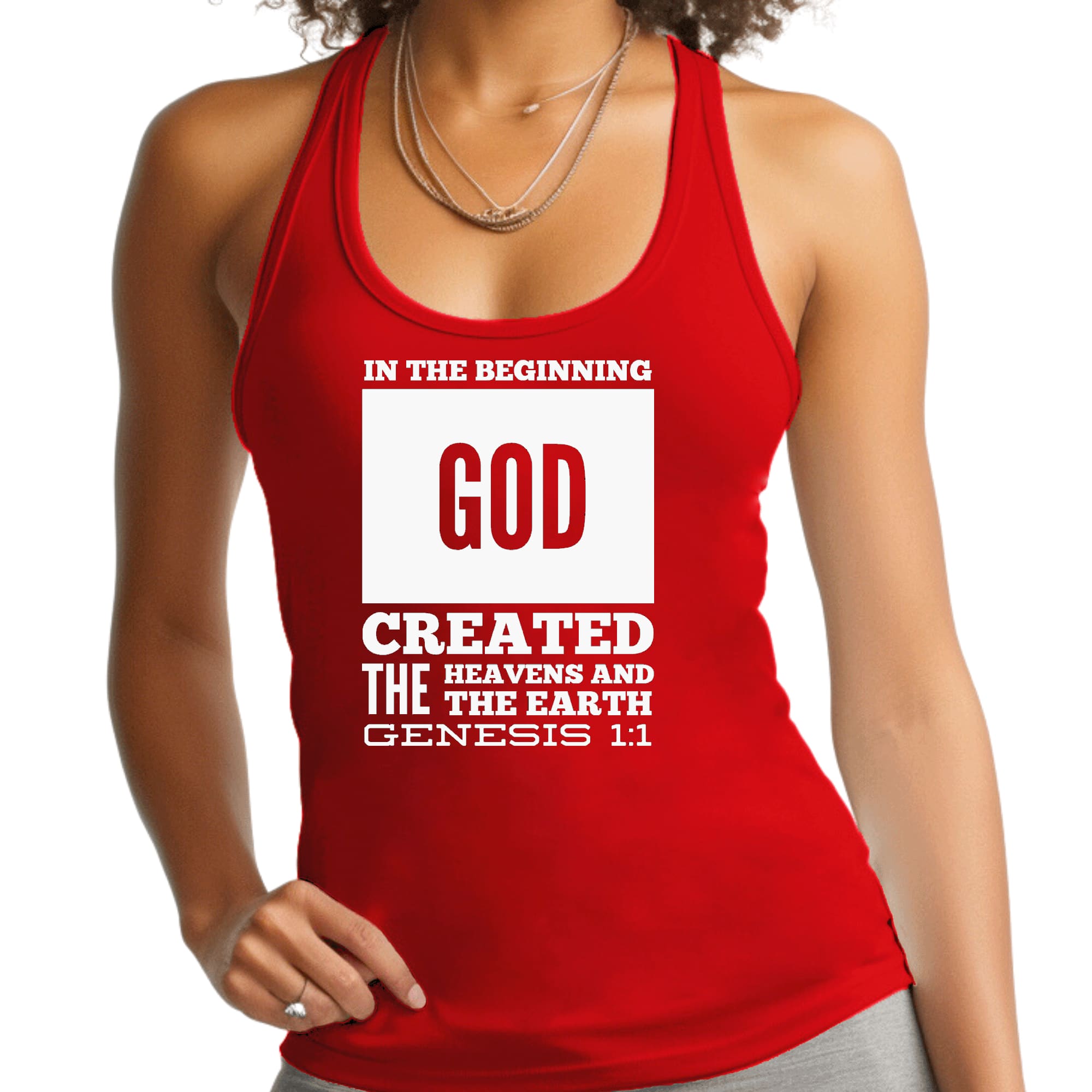 Womens Fitness Tank Top Graphic T-shirt in the Beginning Print