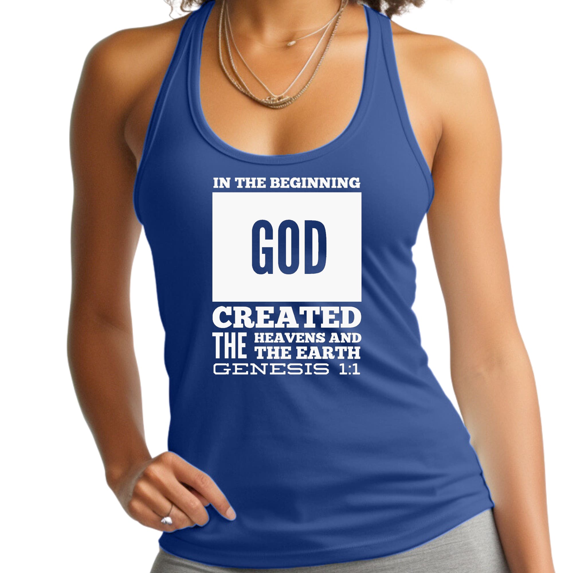 Womens Fitness Tank Top Graphic T-shirt in the Beginning Print