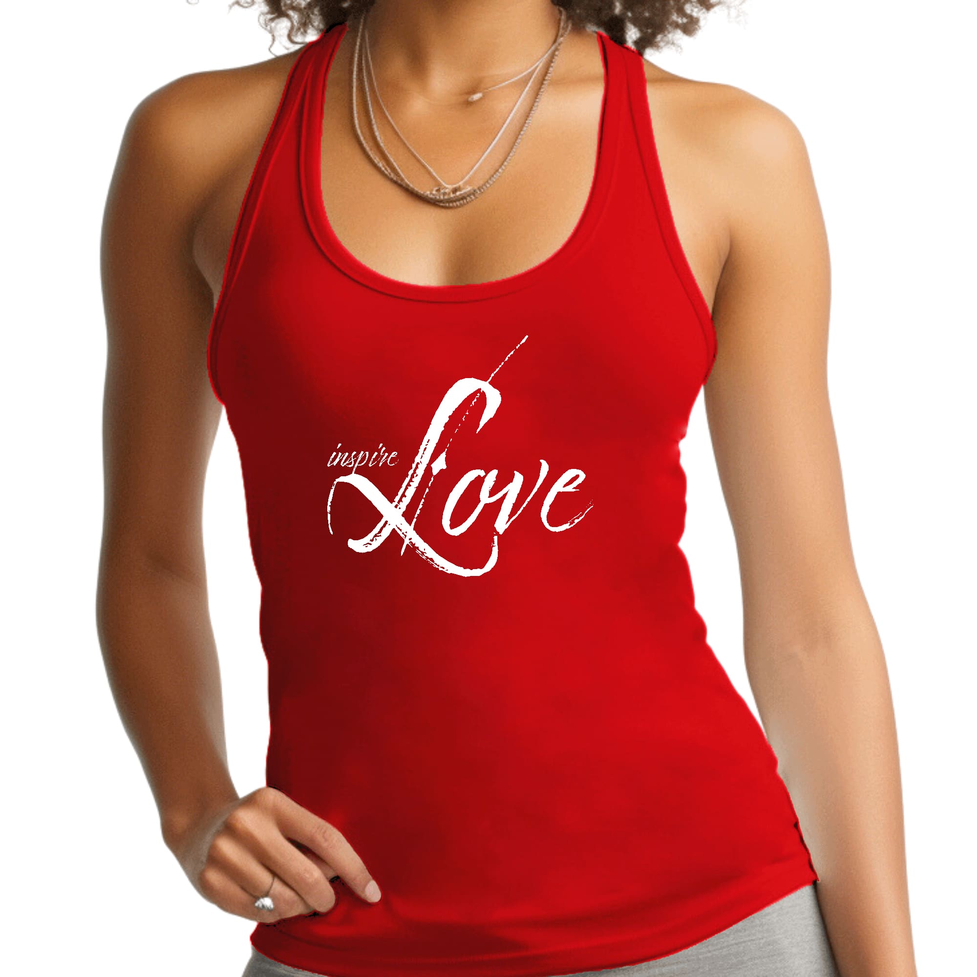 Womens Fitness Tank Top Graphic T-shirt Inspire Love