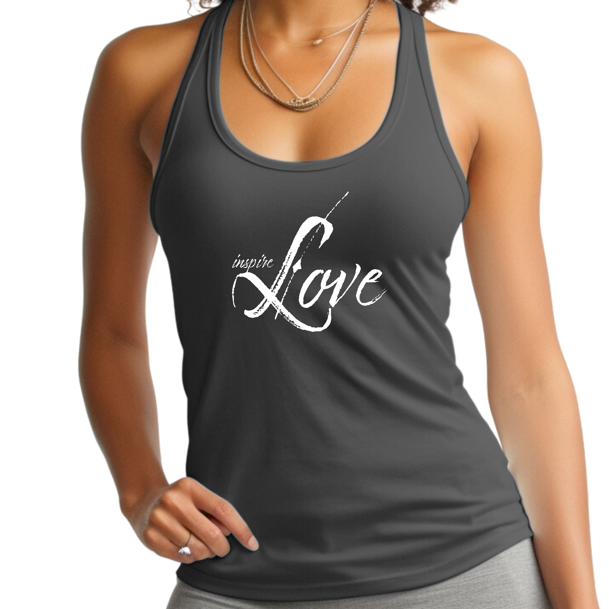 Womens Fitness Tank Top Graphic T-shirt Inspire Love