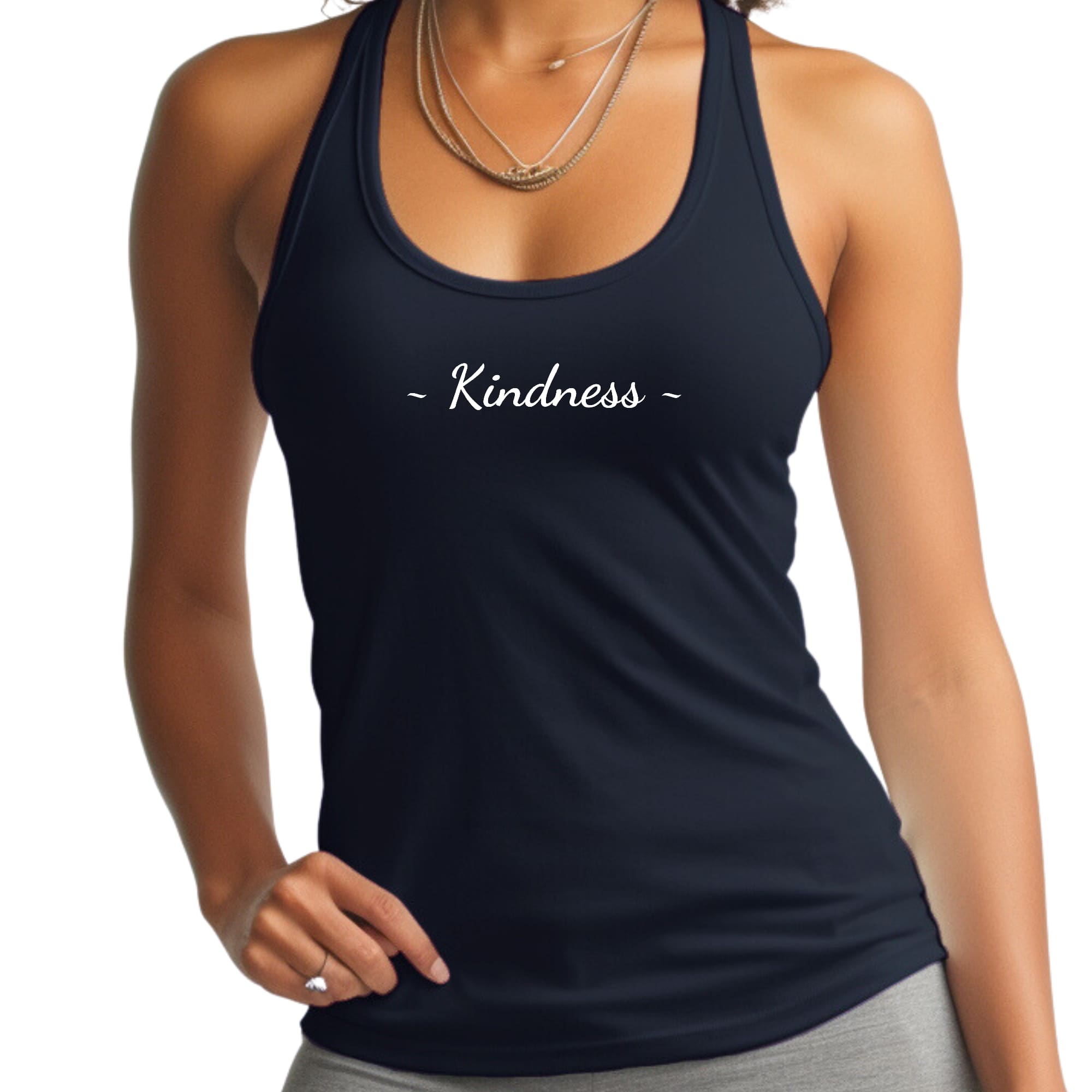 Womens Fitness Tank Top Graphic T-shirt Kindness White Print