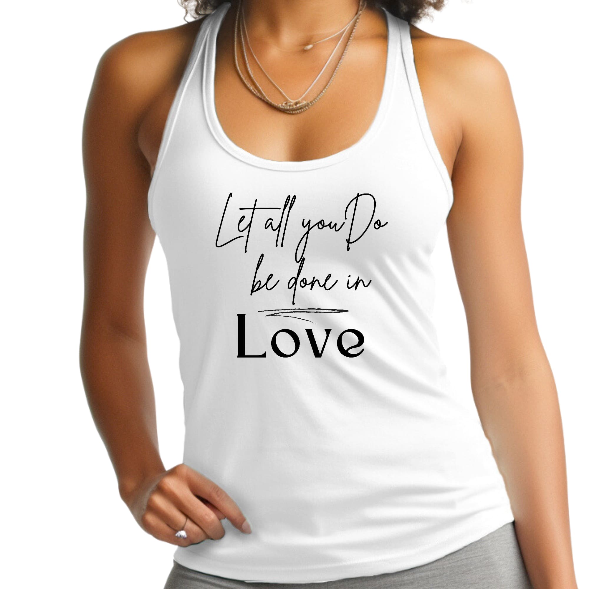 Womens Fitness Tank Top Graphic T-shirt - Let All you do be Done