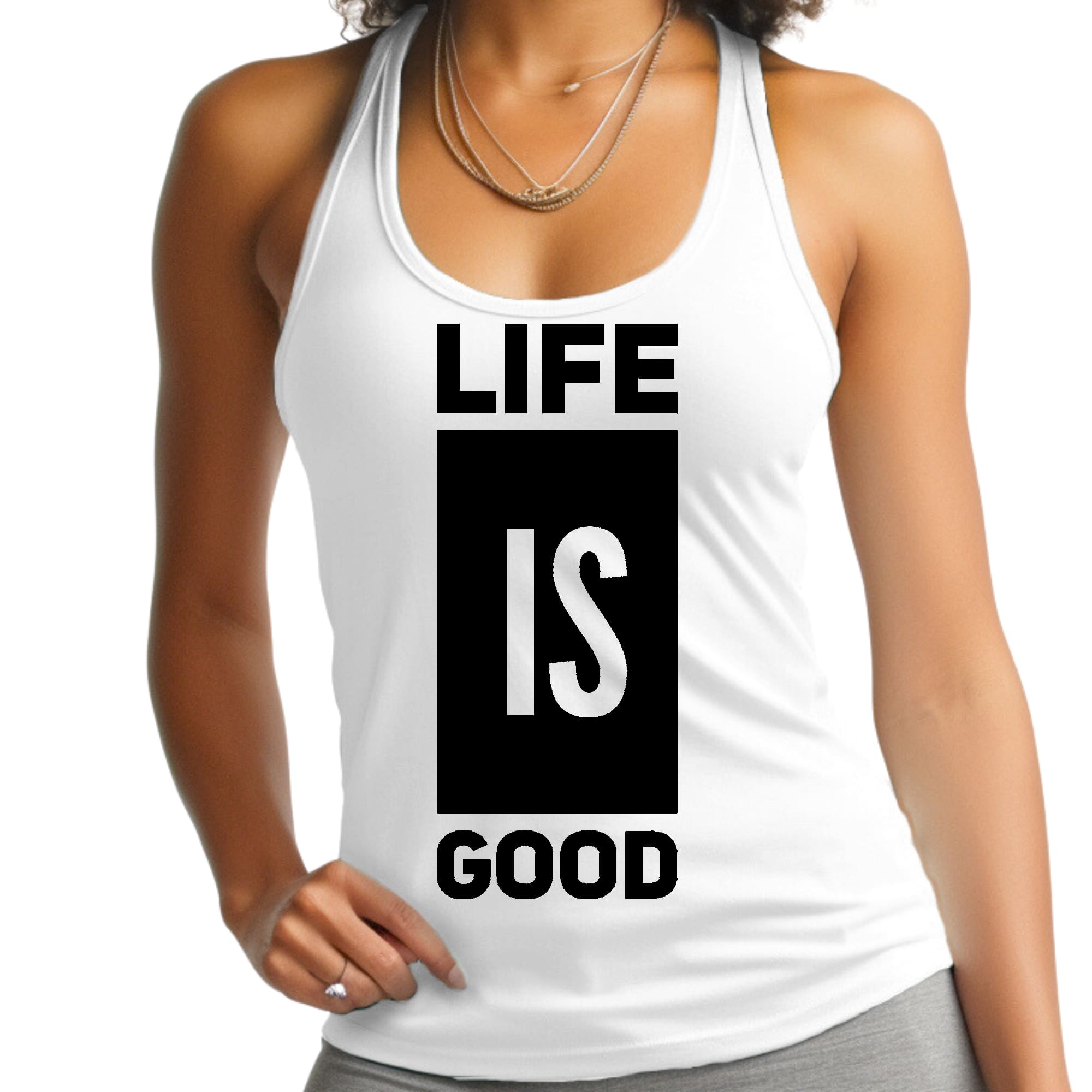 Womens Fitness Tank Top Graphic T-shirt - Life is Good