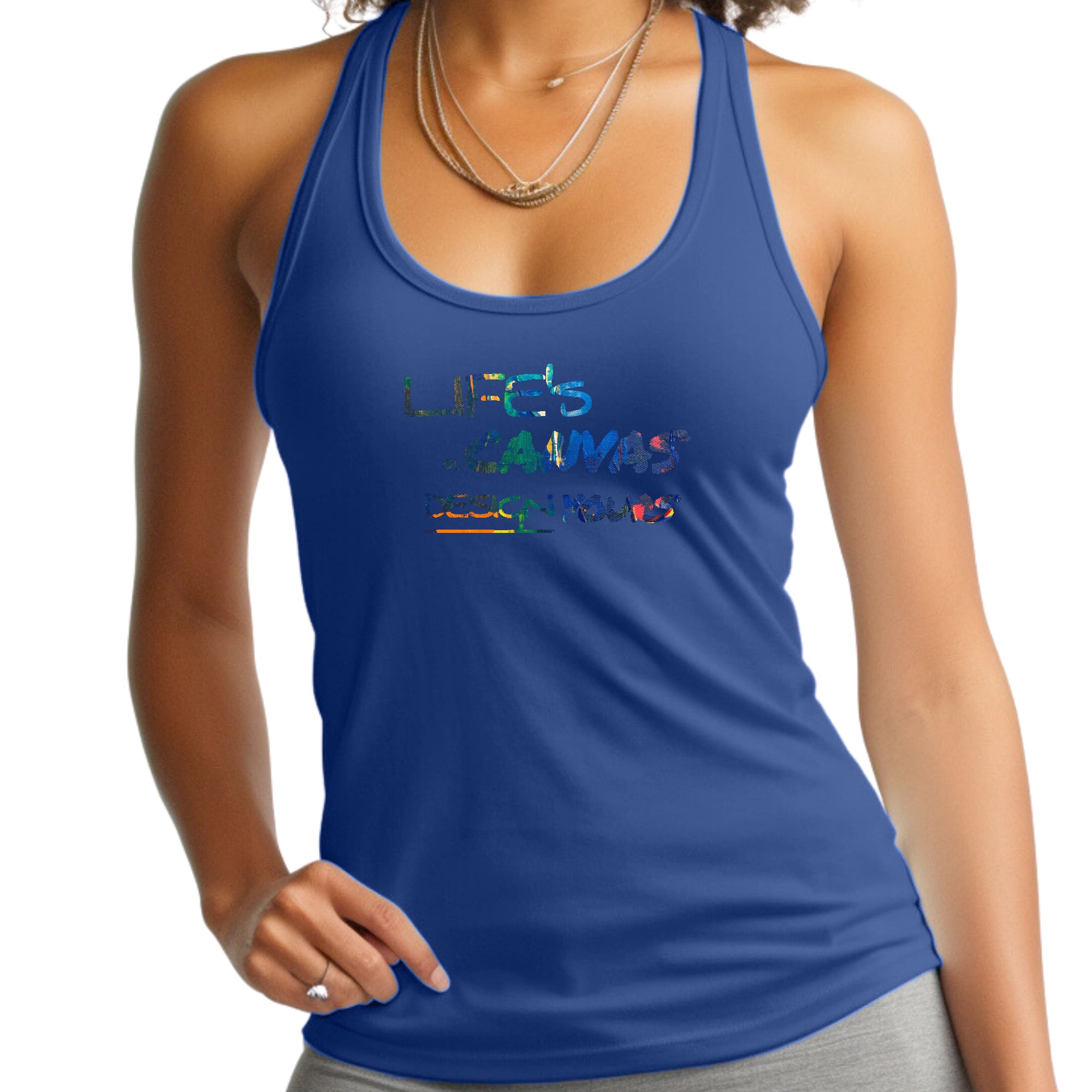 Womens Fitness Tank Top Graphic T-shirt - Life's a Canvas Design Yours