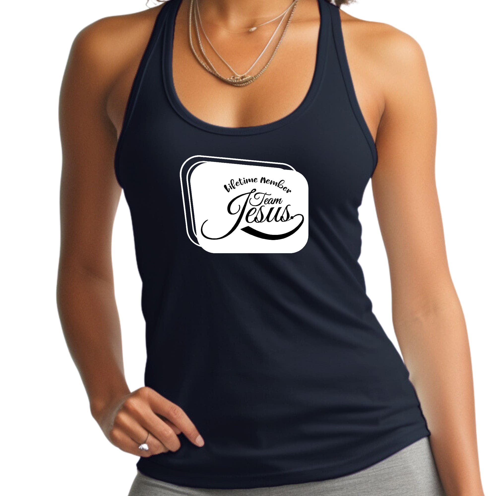 Womens Fitness Tank Top Graphic T-shirt Lifetime Member Team Jesus