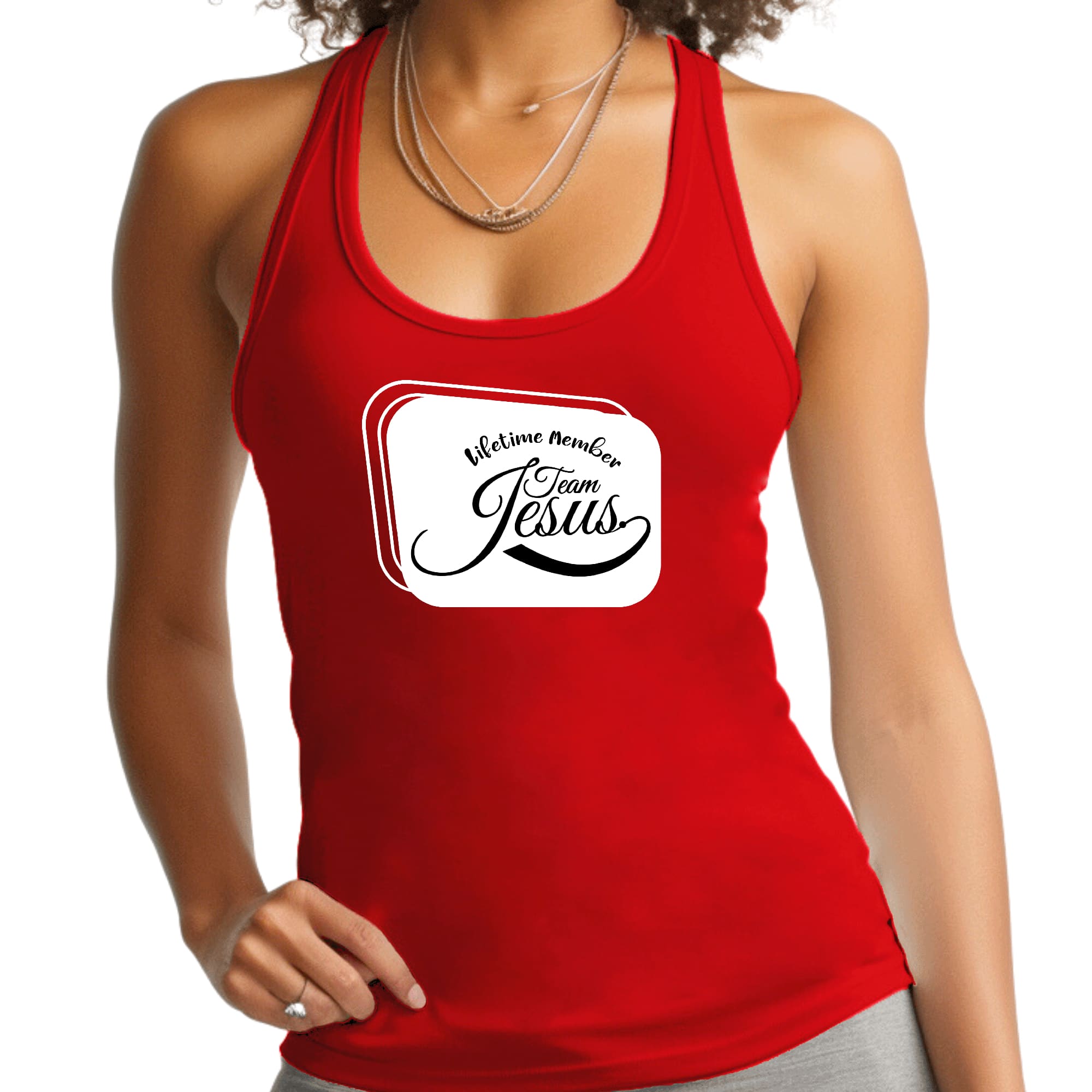 Womens Fitness Tank Top Graphic T-shirt Lifetime Member Team Jesus