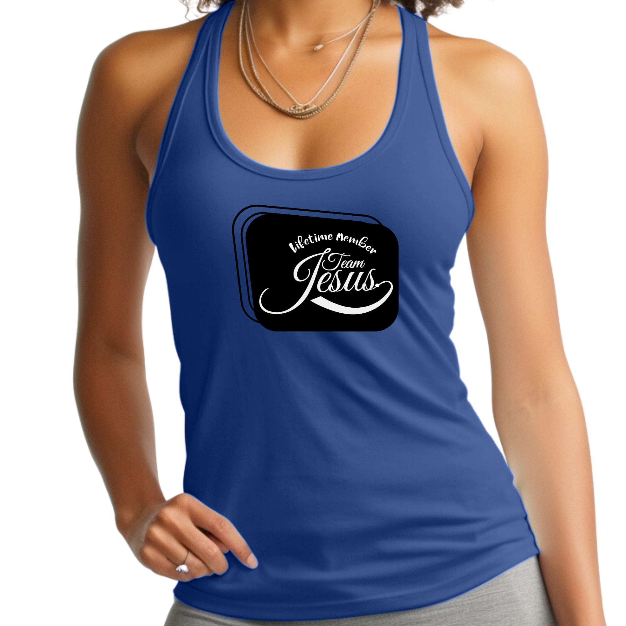 Womens Fitness Tank Top Graphic T-shirt - Lifetime Member Team Jesus