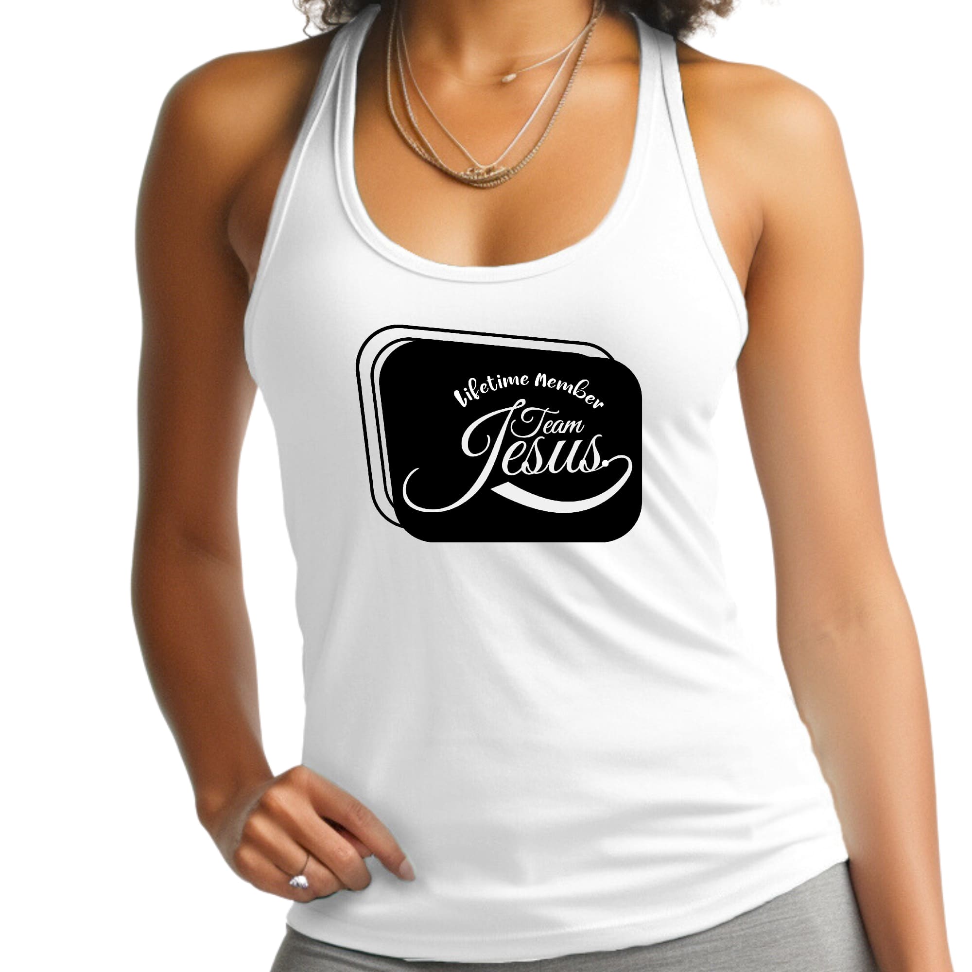 Womens Fitness Tank Top Graphic T-shirt - Lifetime Member Team Jesus