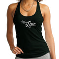 Womens Fitness Tank Top Graphic T-shirt Live Laugh Love Light Grey