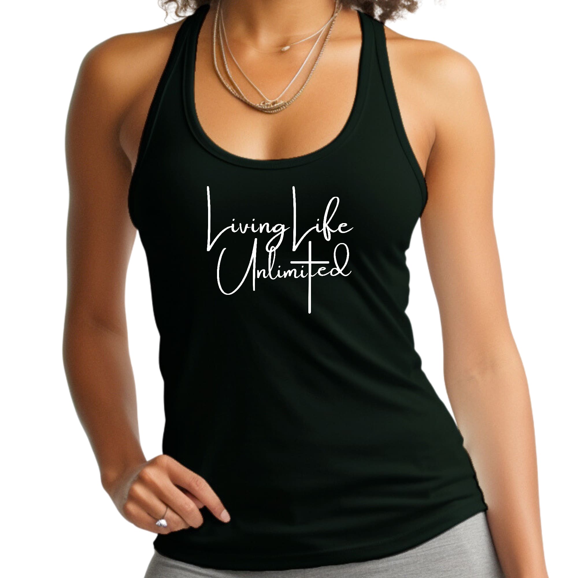 Womens Fitness Tank Top Graphic T-shirt Living Life Unlimited