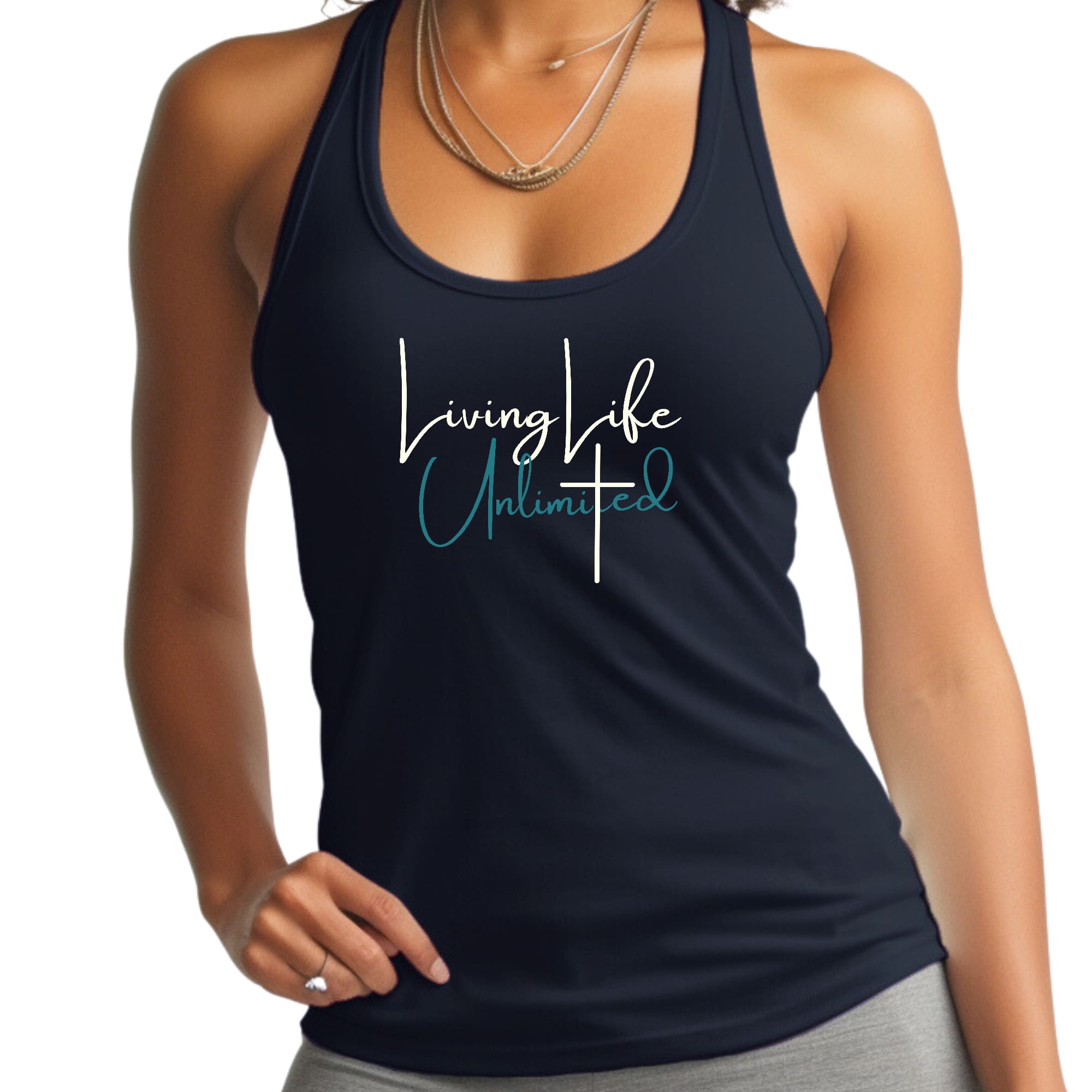 Womens Fitness Tank Top Graphic T-shirt Living Life Unlimited
