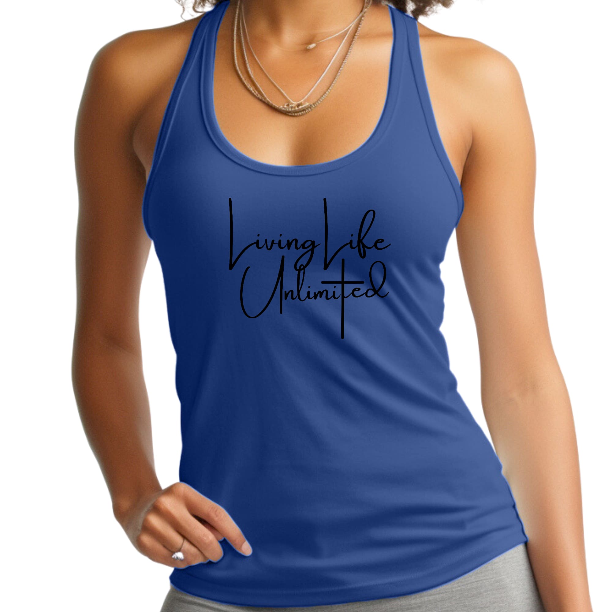 Womens Fitness Tank Top Graphic T-shirt - Living Life Unlimited