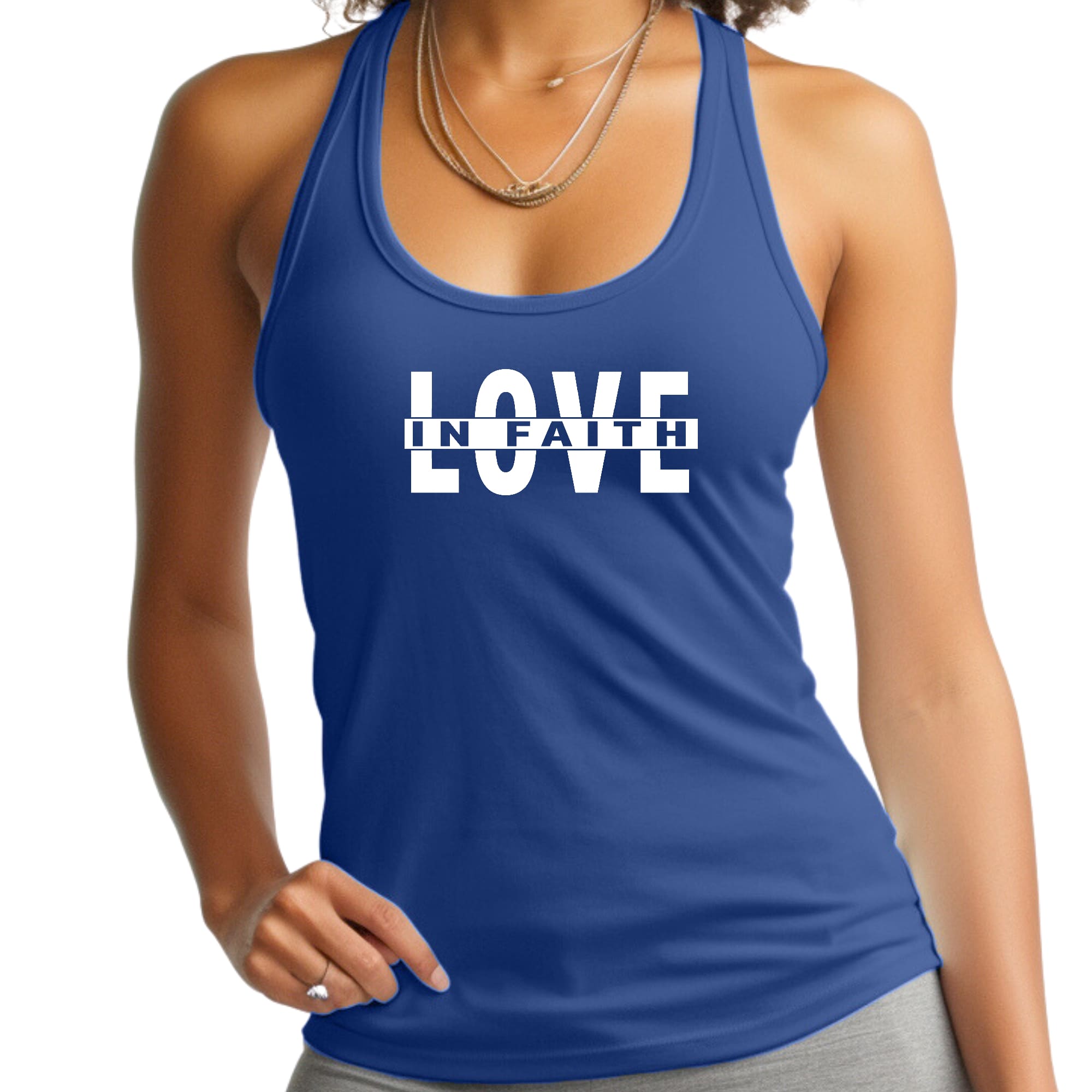 Womens Fitness Tank Top Graphic T-shirt Love in Faith