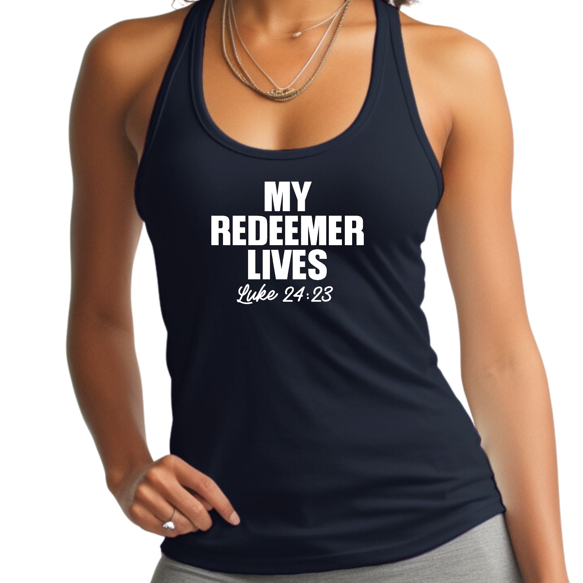 Womens Fitness Tank Top Graphic T-shirt my Redeemer Lives Print