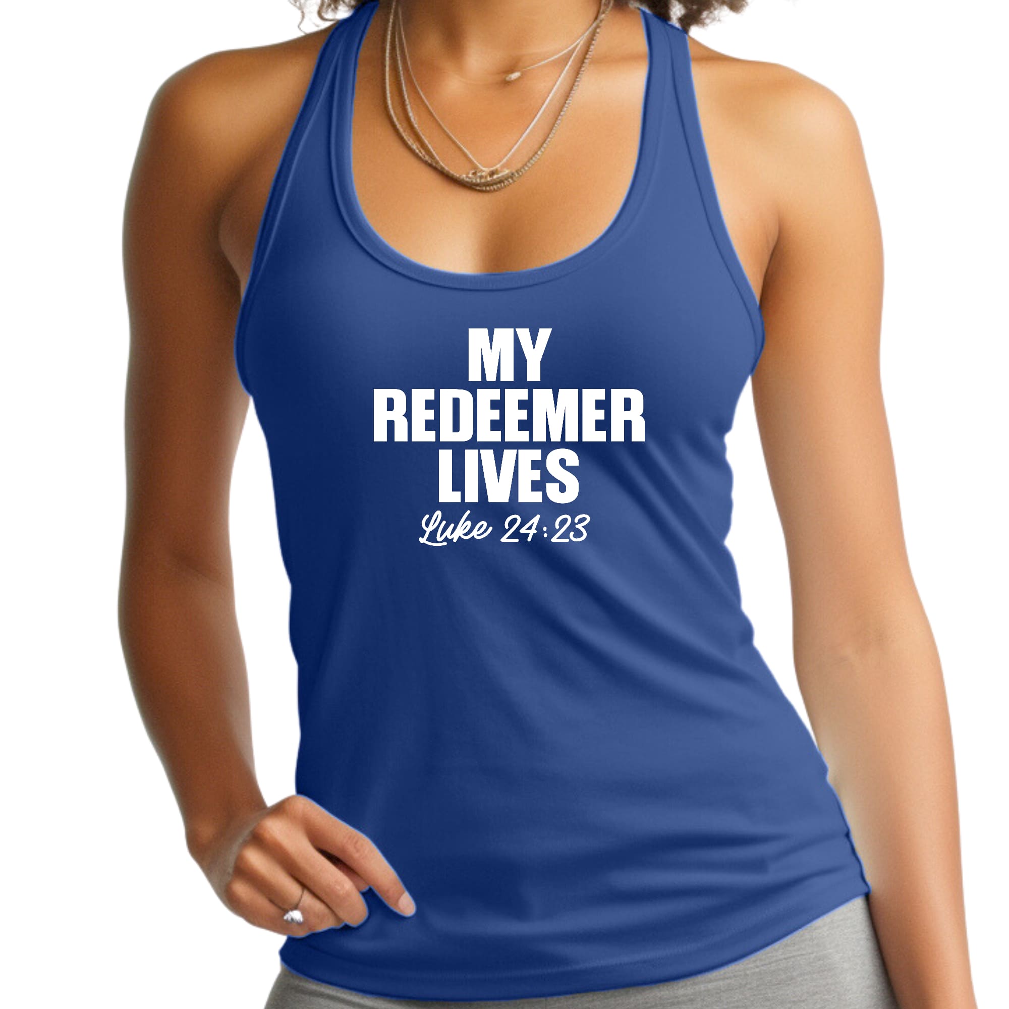 Womens Fitness Tank Top Graphic T-shirt my Redeemer Lives Print