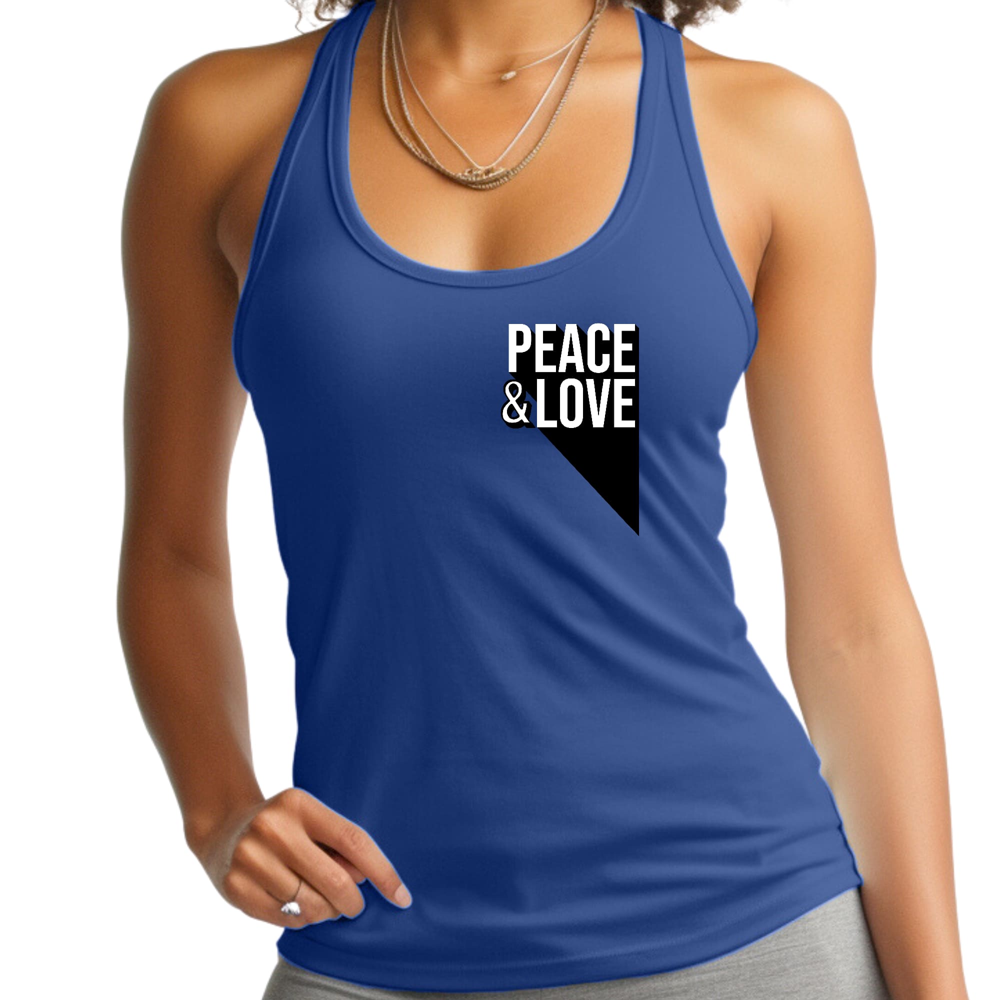 Womens Fitness Tank Top Graphic T-shirt - Peace and Love Print