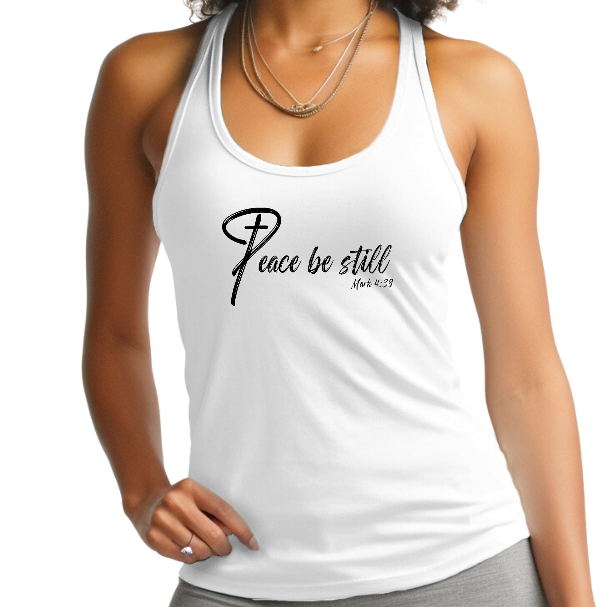 Womens Fitness Tank Top Graphic T-shirt - Peace be Still