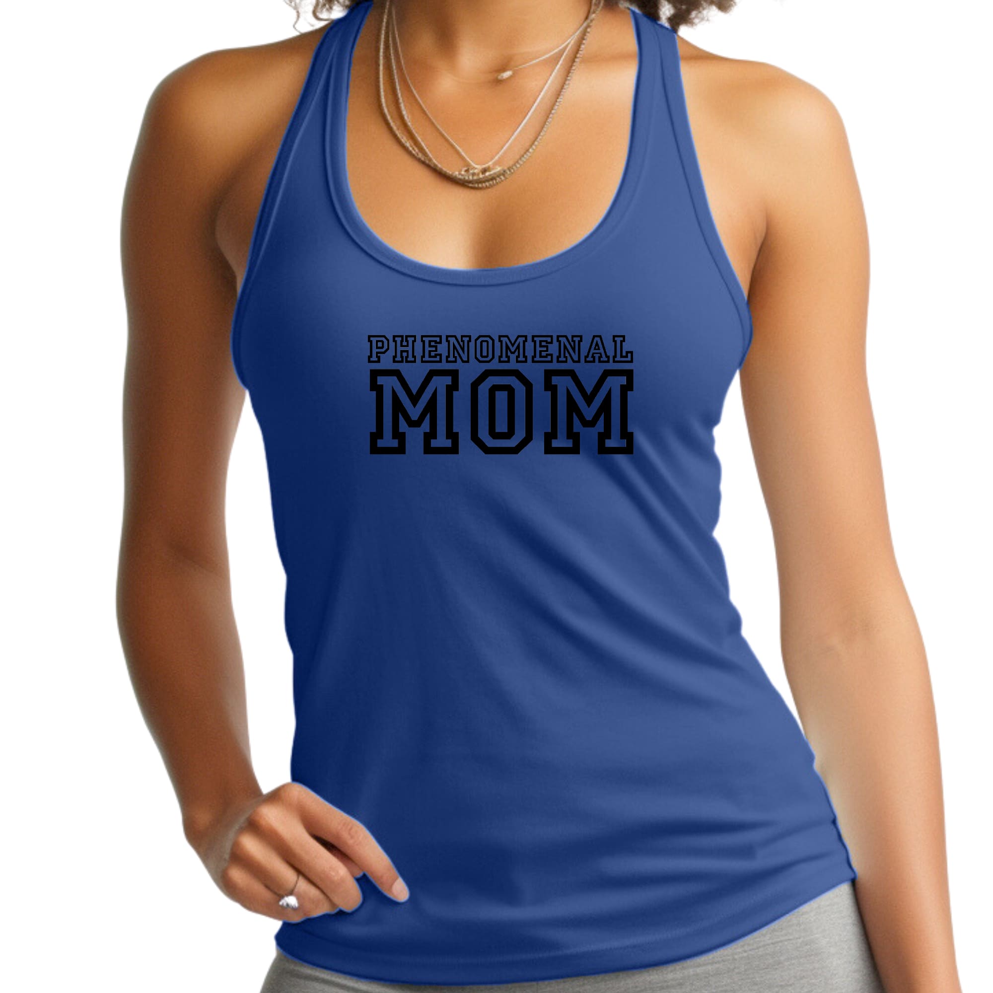 Womens Fitness Tank Top Graphic T-shirt - Phenomenal Mom Print