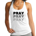 Womens Fitness Tank Top Graphic T-shirt - Pray on it Over it Through