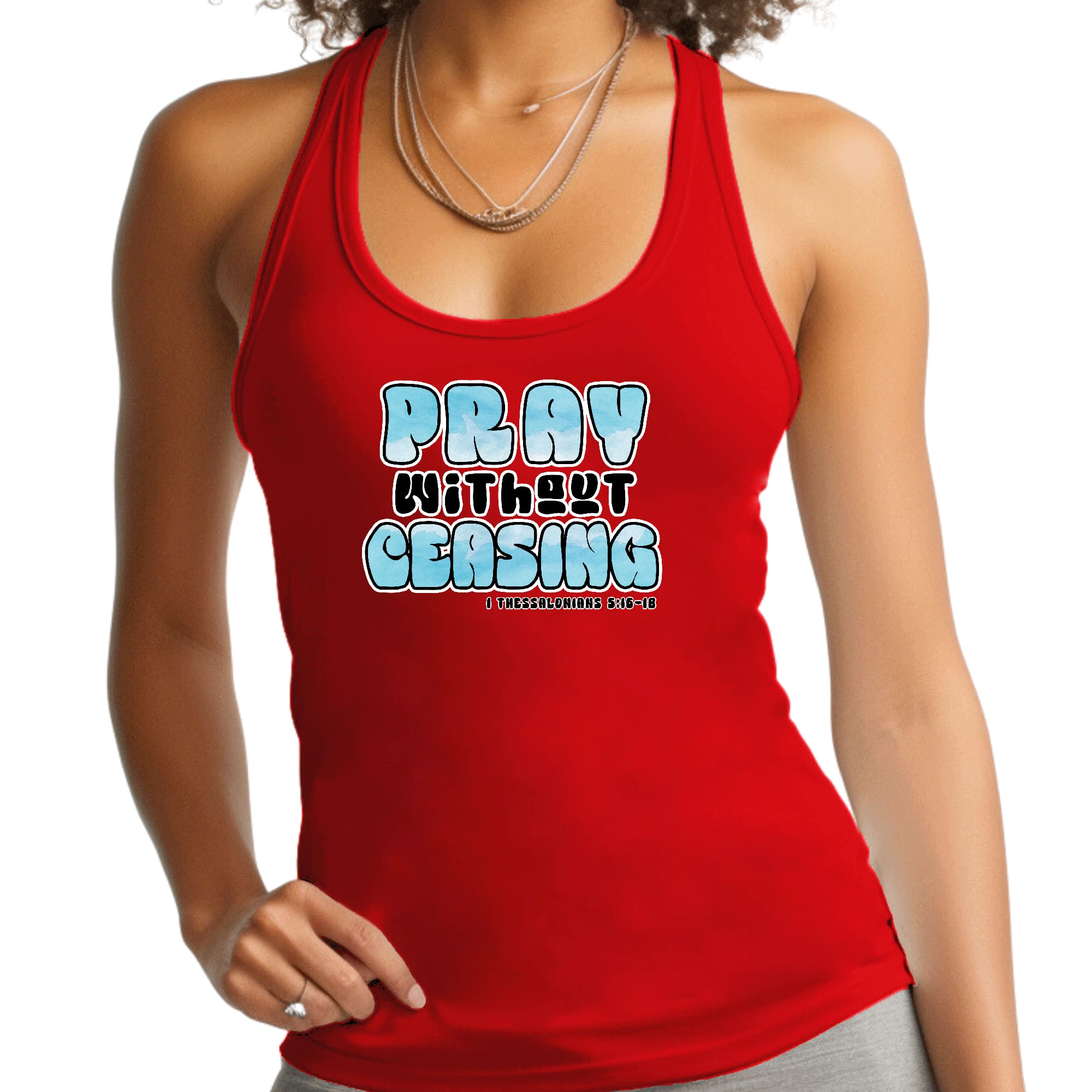 Womens Fitness Tank Top Graphic T-shirt Pray Without Ceasing