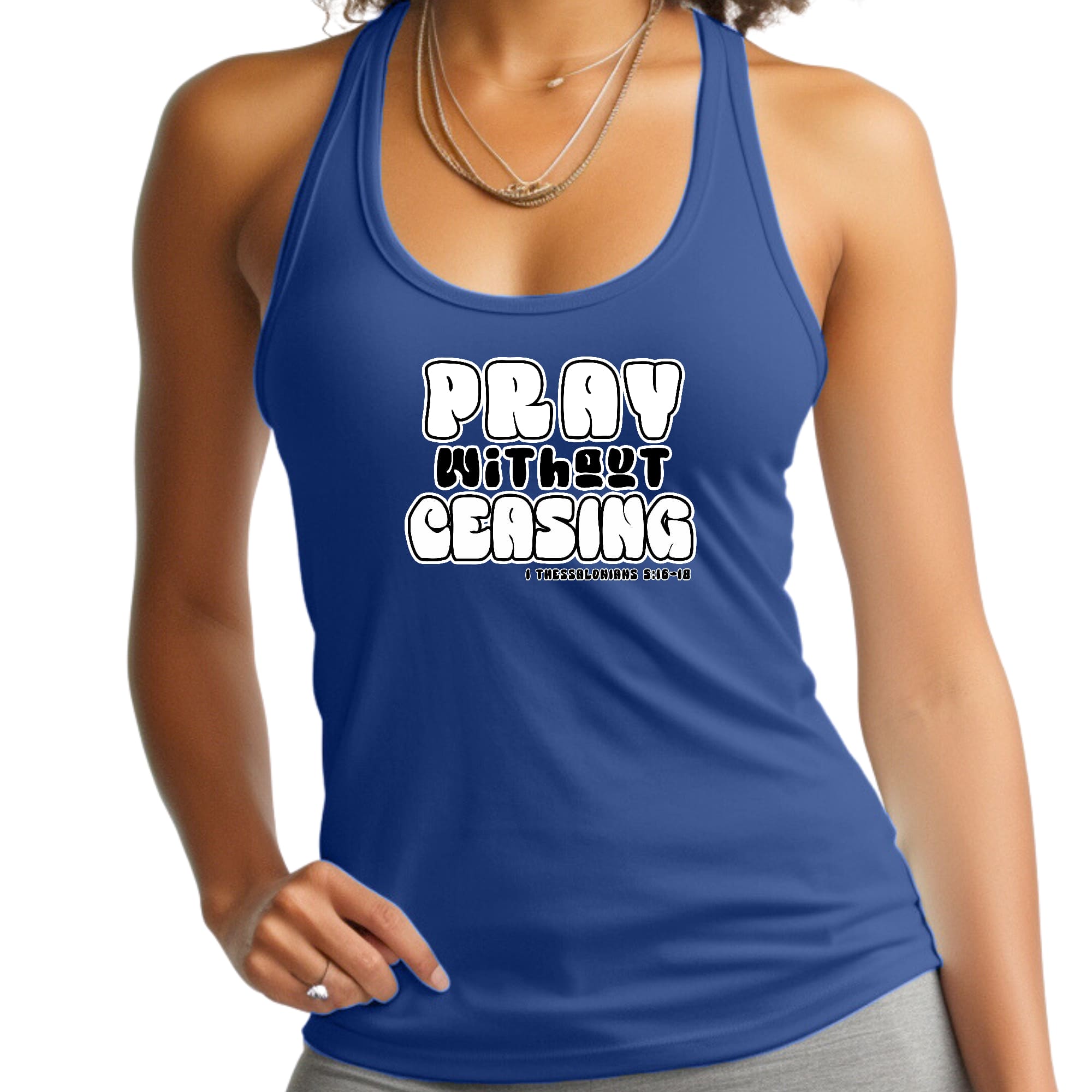 Womens Fitness Tank Top Graphic T-shirt - Pray Without Ceasing