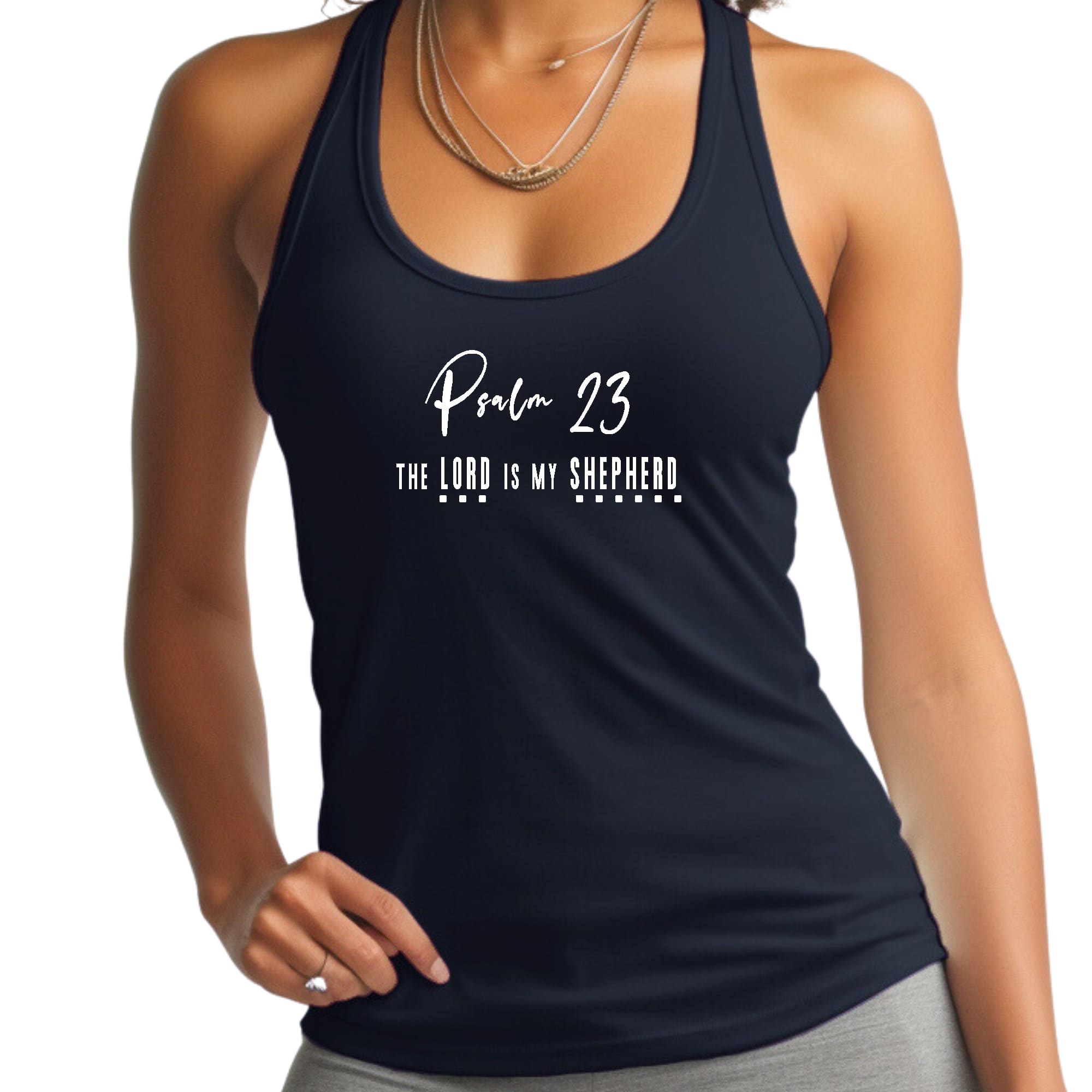 Womens Fitness Tank Top Graphic T-shirt Psalm 23 the Lord