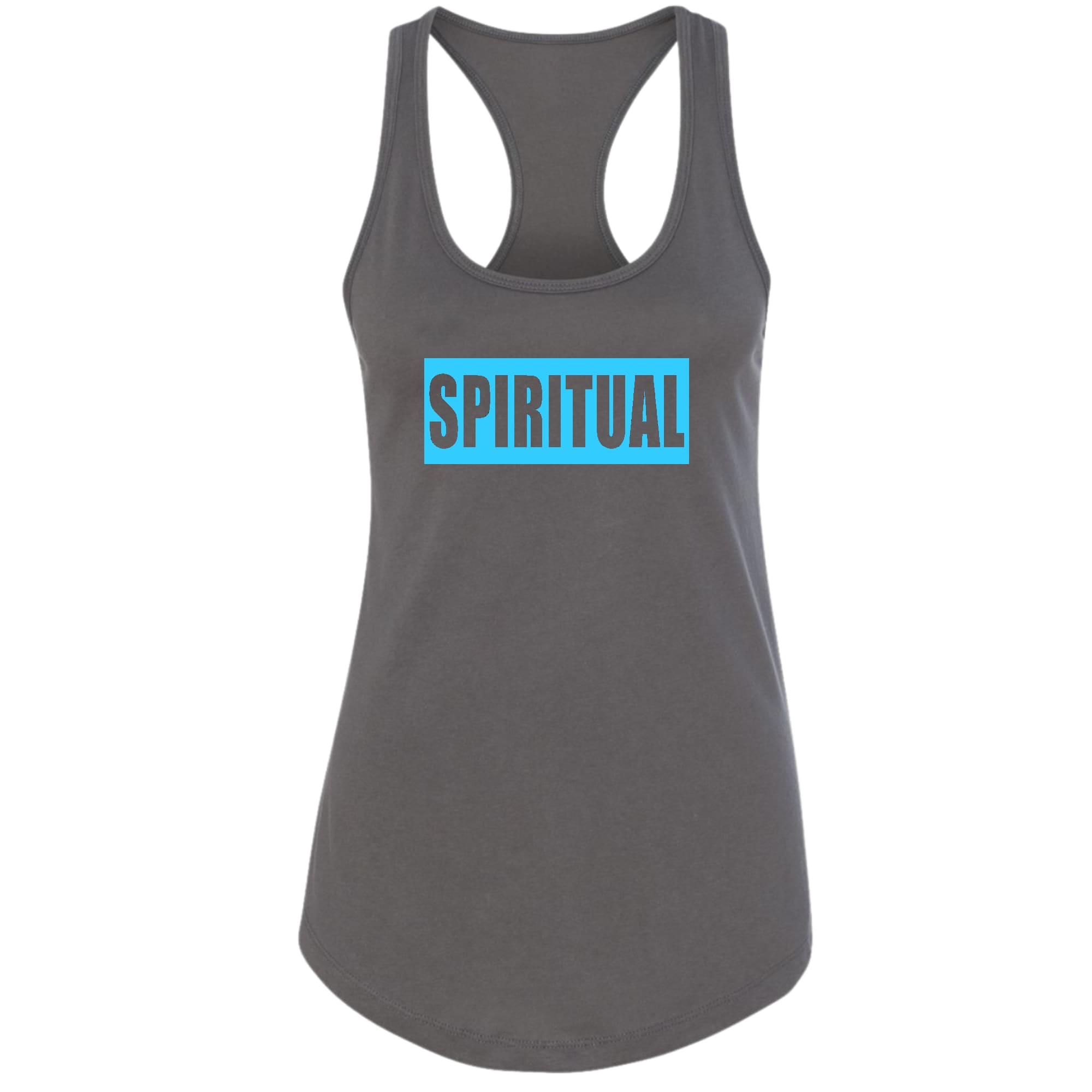 Womens Fitness Tank Top Graphic T-shirt - Spiritual Light Blue Print