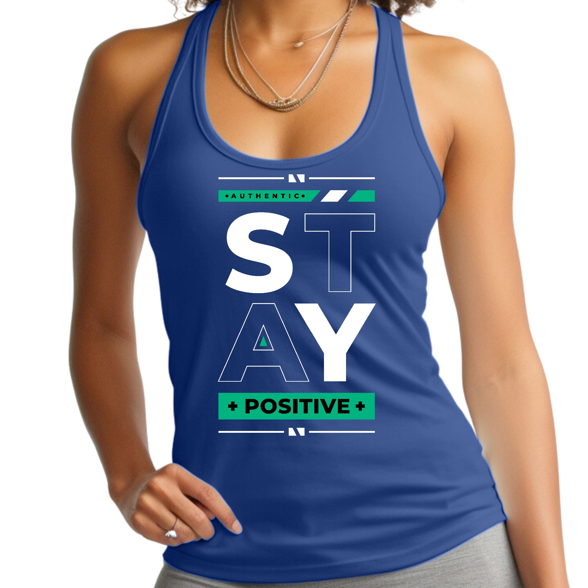 Womens Fitness Tank Top Graphic T-shirt Stay Positive