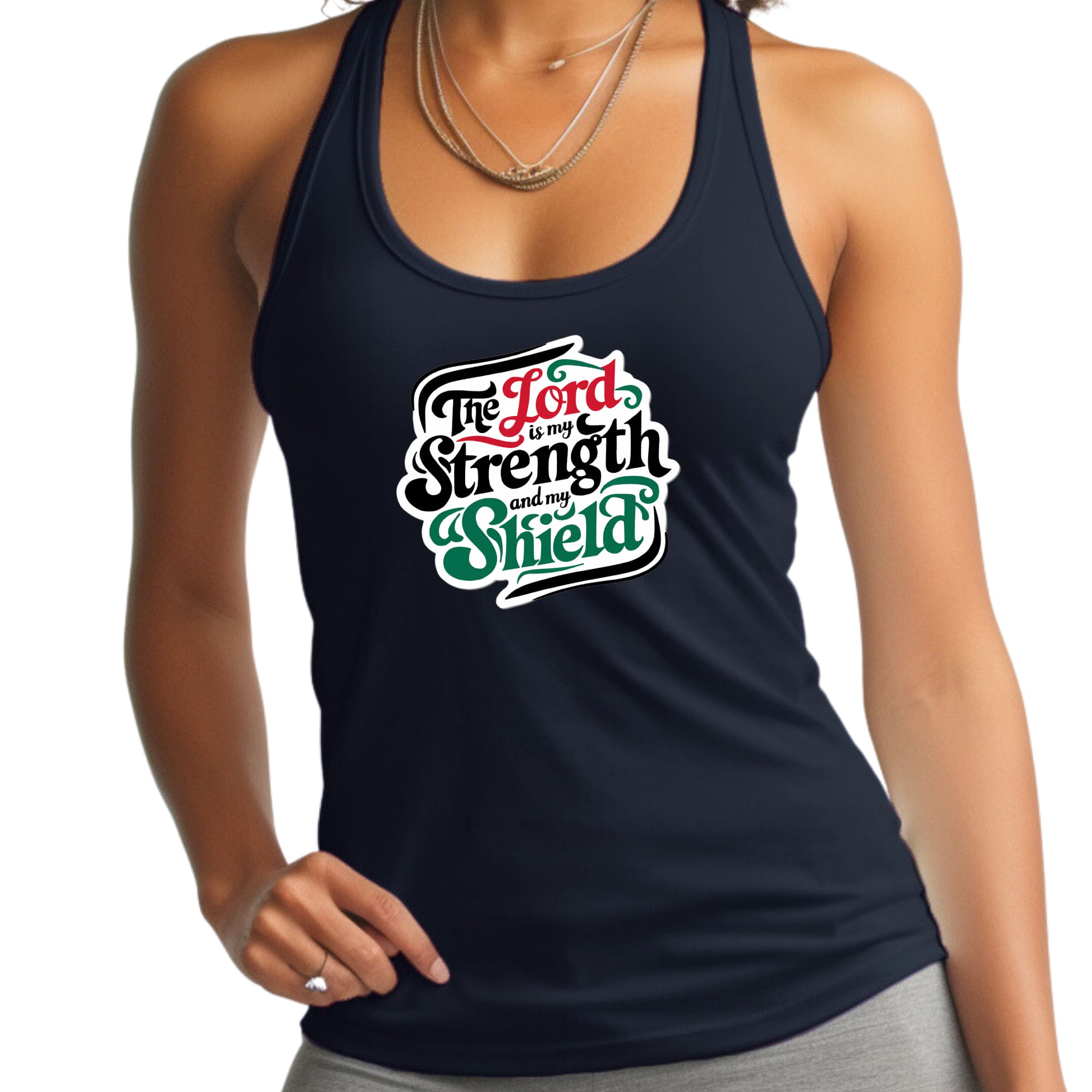 Womens Fitness Tank Top Graphic T-shirt - the Lord is my Strength