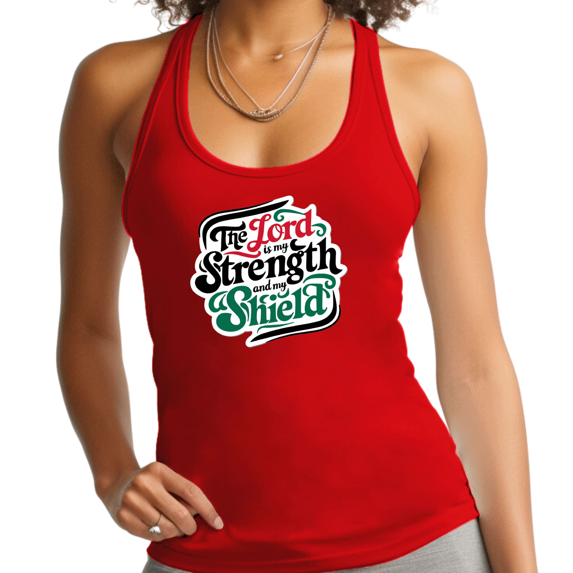 Womens Fitness Tank Top Graphic T-shirt - the Lord is my Strength