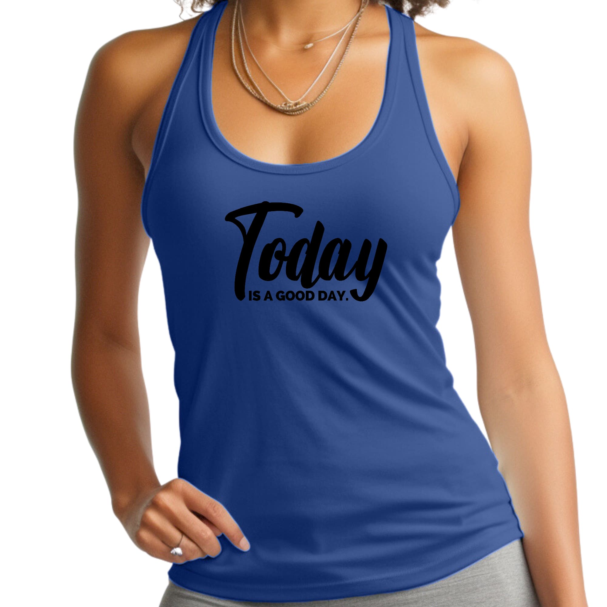 Womens Fitness Tank Top Graphic T-shirt - Today is a Good Day Black