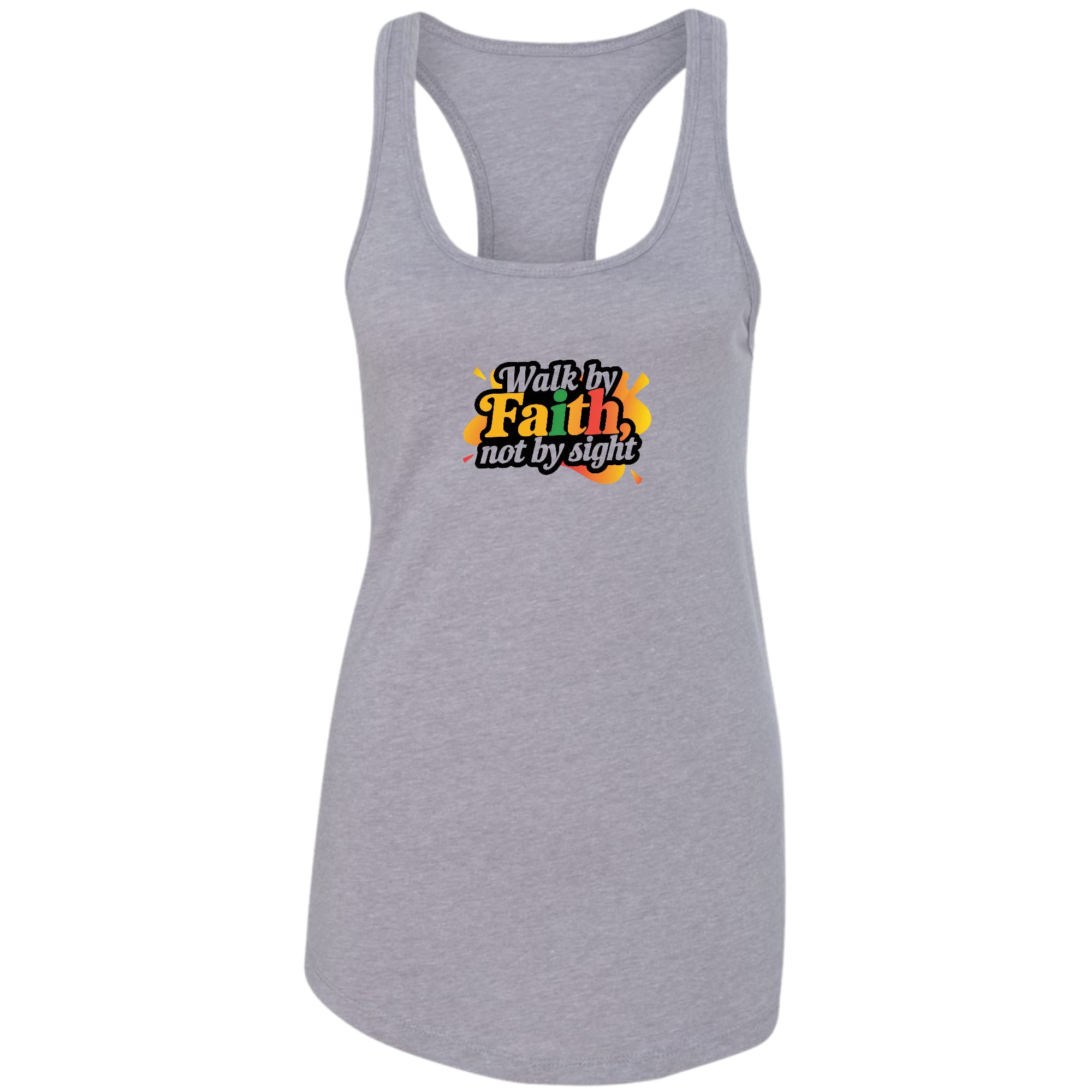 Womens Fitness Tank Top Graphic T-shirt - Walk by Faith - not by Sight