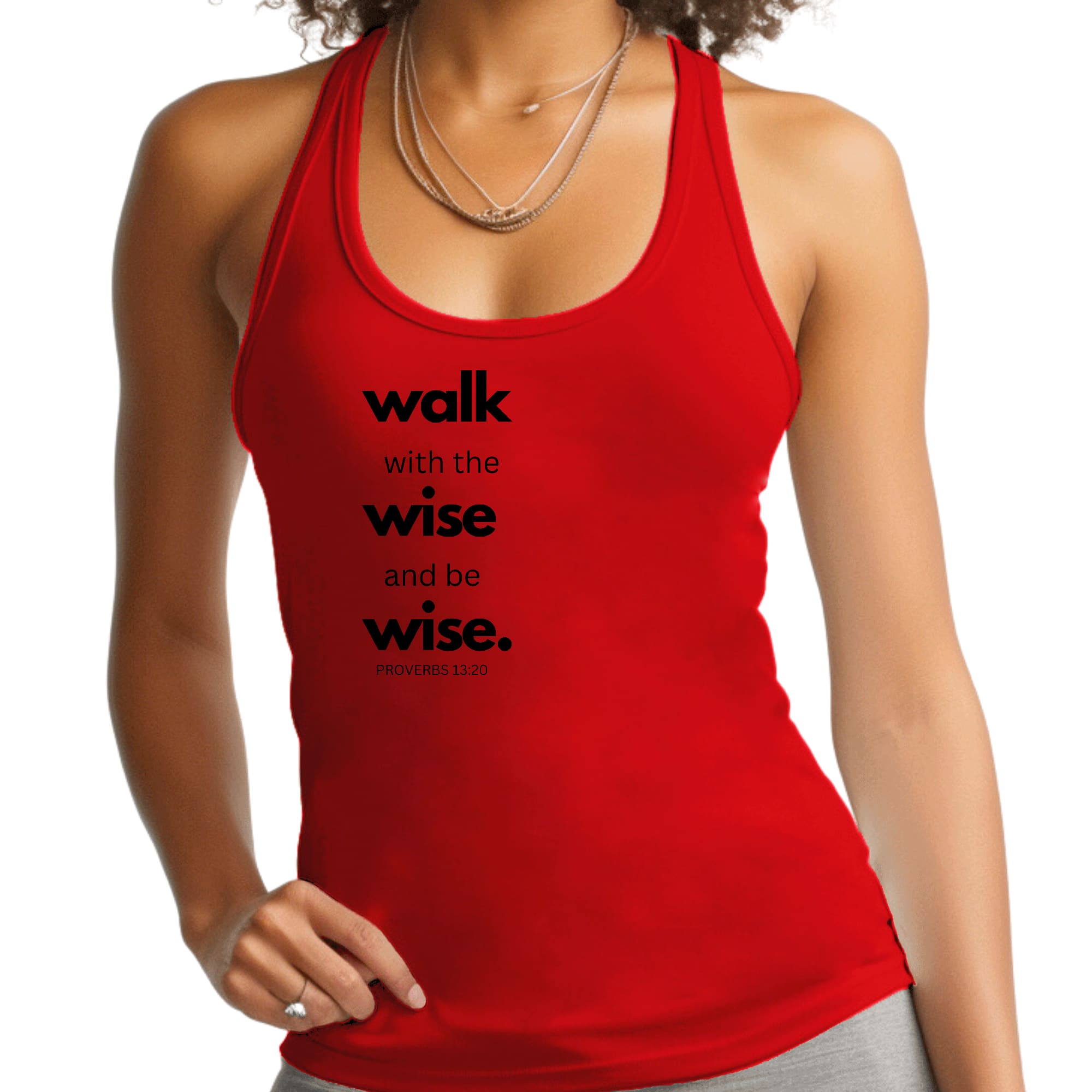 Womens Fitness Tank Top Graphic T-shirt - Walk with the Wise